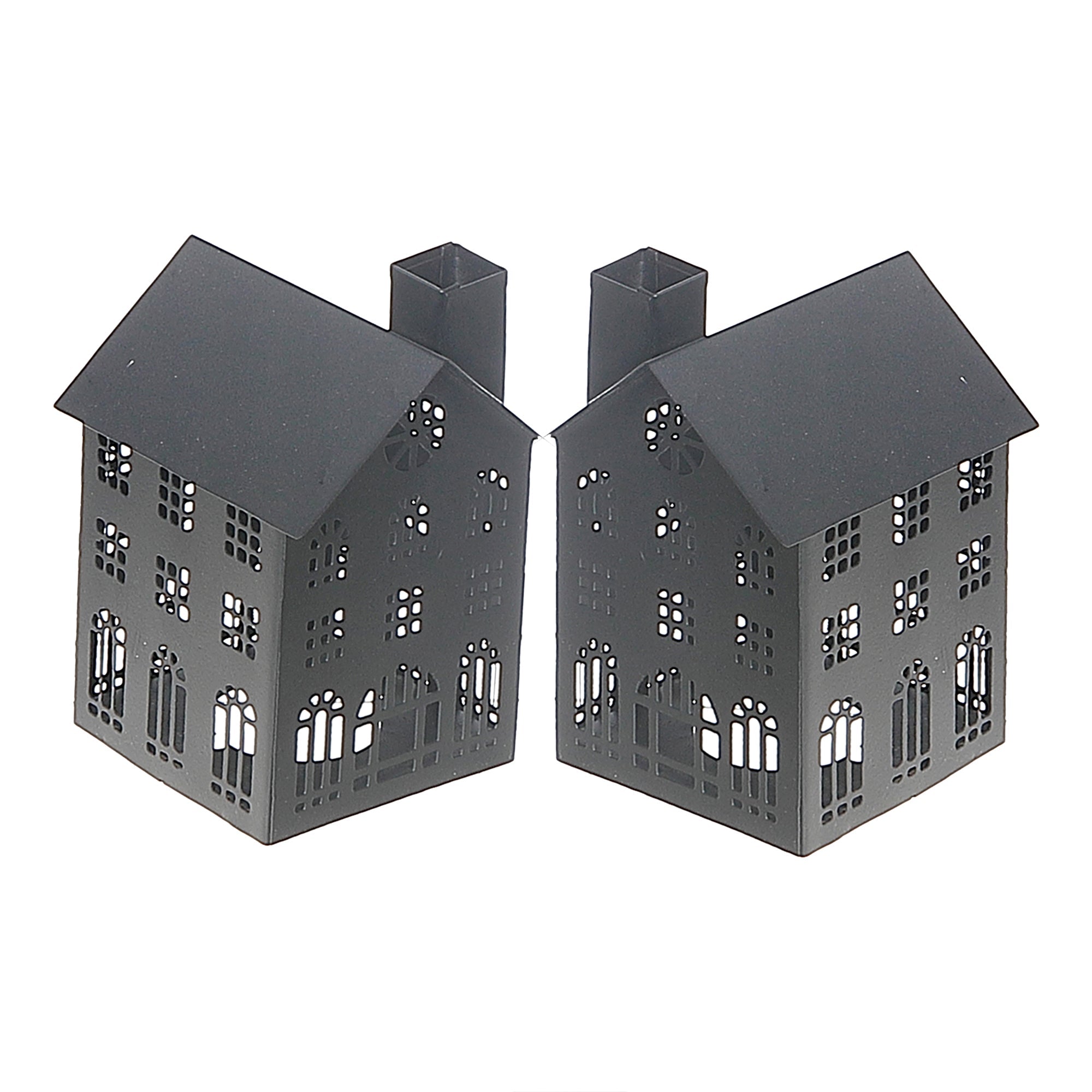 Small Black Metal House Tealight Holder - Set of 2, Christmas Candle Decor, Holiday Table Accent, Festive Home Accent