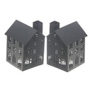 Black Metal House Tealight Holder (Small) - Set of 2