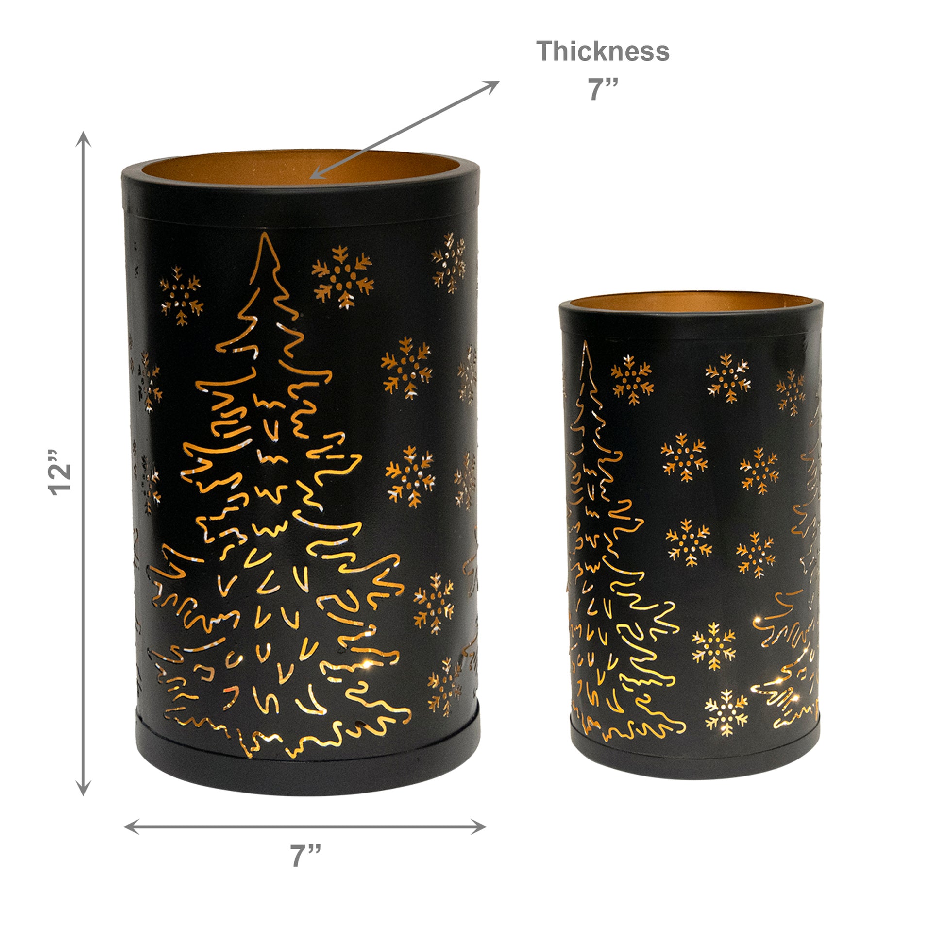 2 Piece Set of Metal Cutout Lantern Tree and Snowflakes, Christmas, Lantern, Holiday Decor