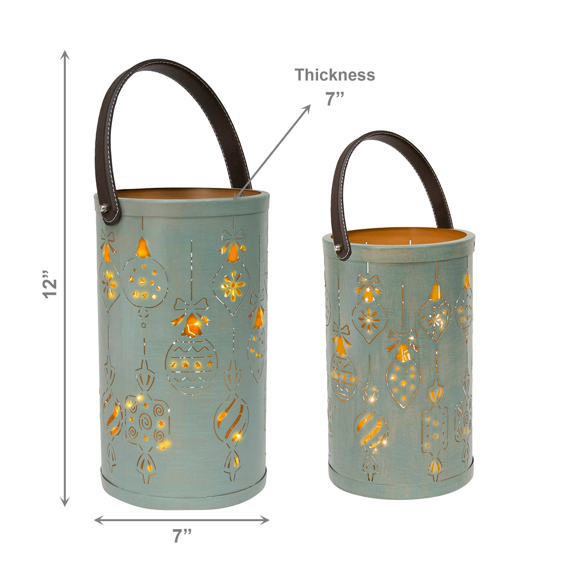 2 Piece Set of Metal Cutout Lantern Ornaments, Lantern, Holiday Decor