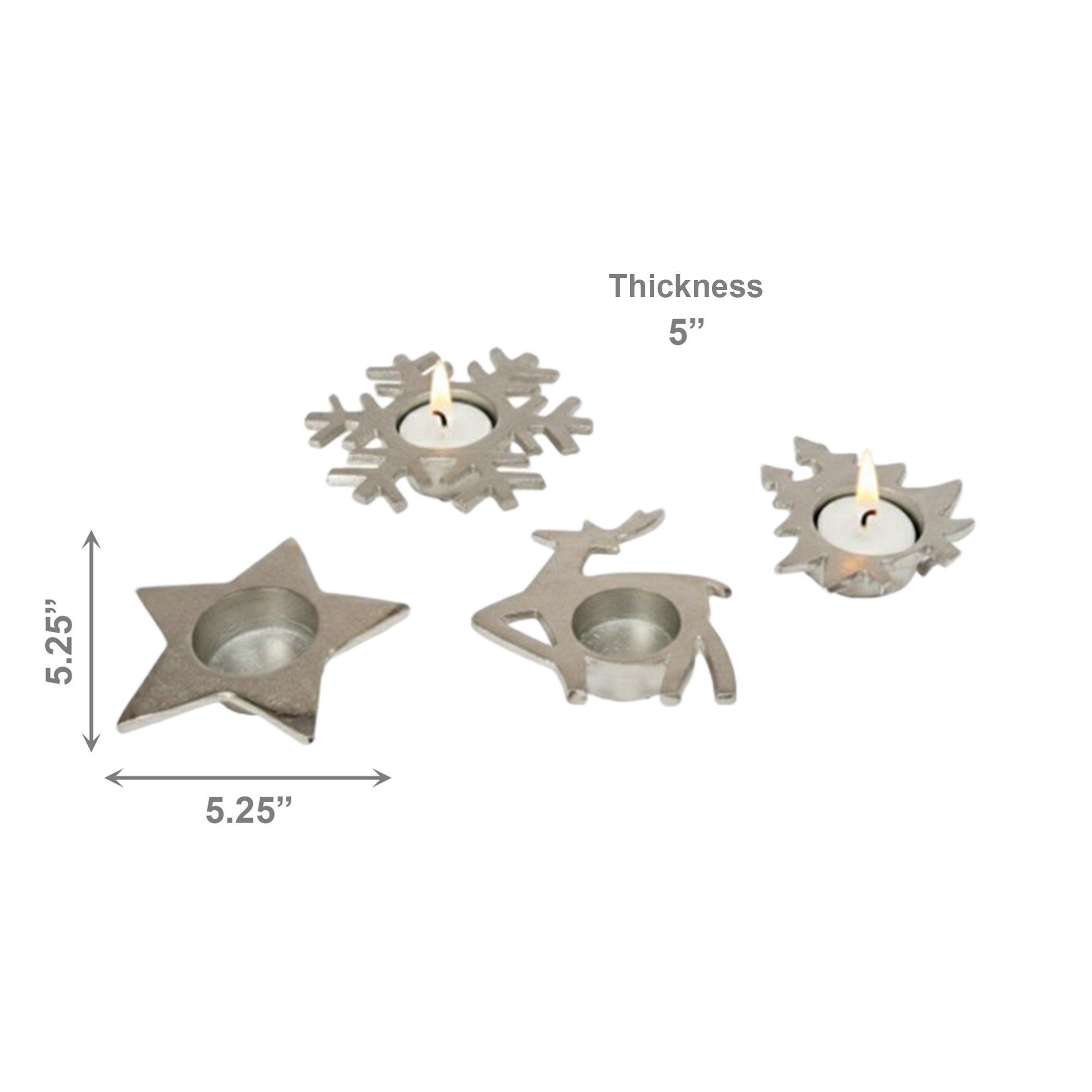 Silver Metal Tealight Holder Assorted, Candle Holder, Holiday Decor- Set of 4