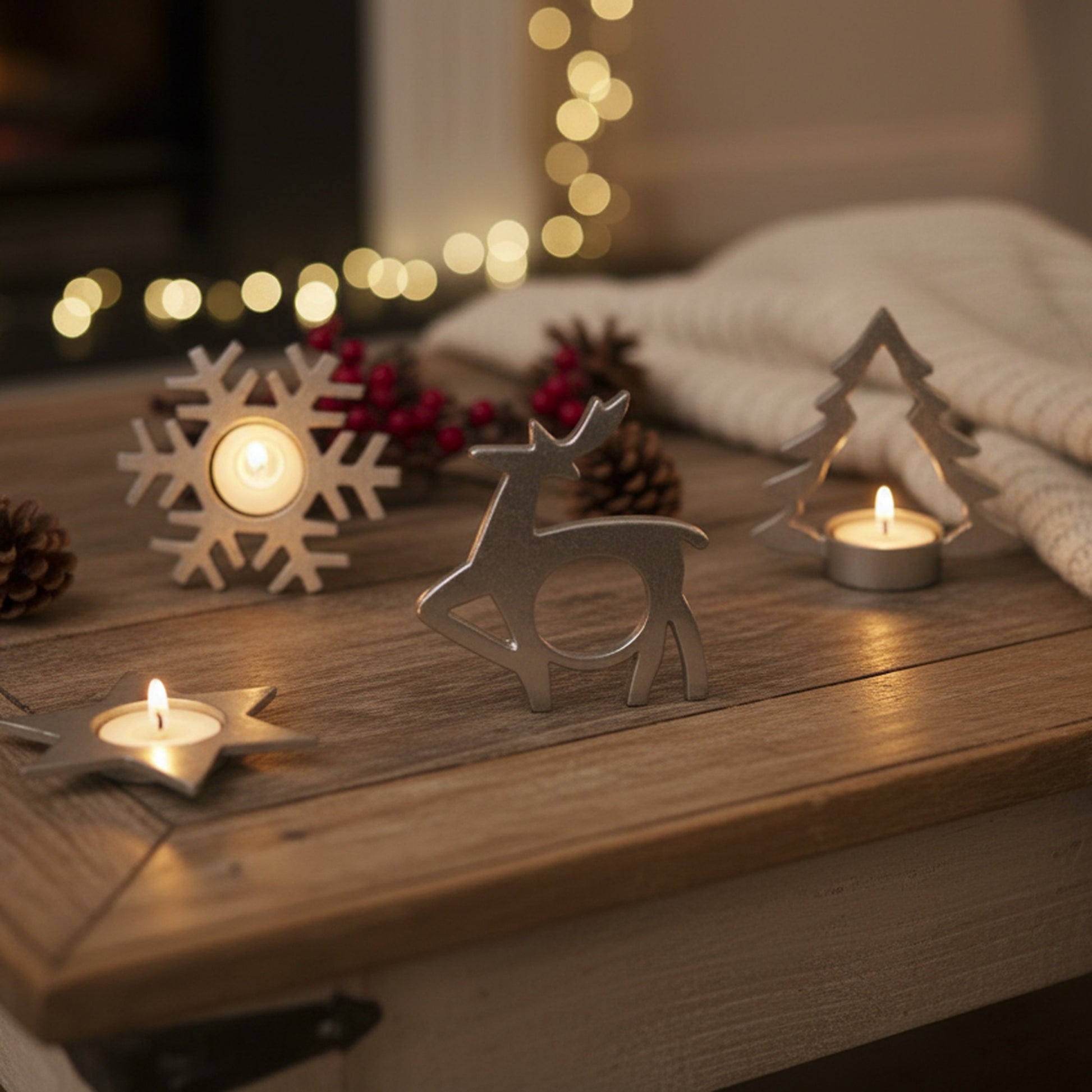Silver Metal Tealight Holder Assorted, Candle Holder, Holiday Decor- Set of 4