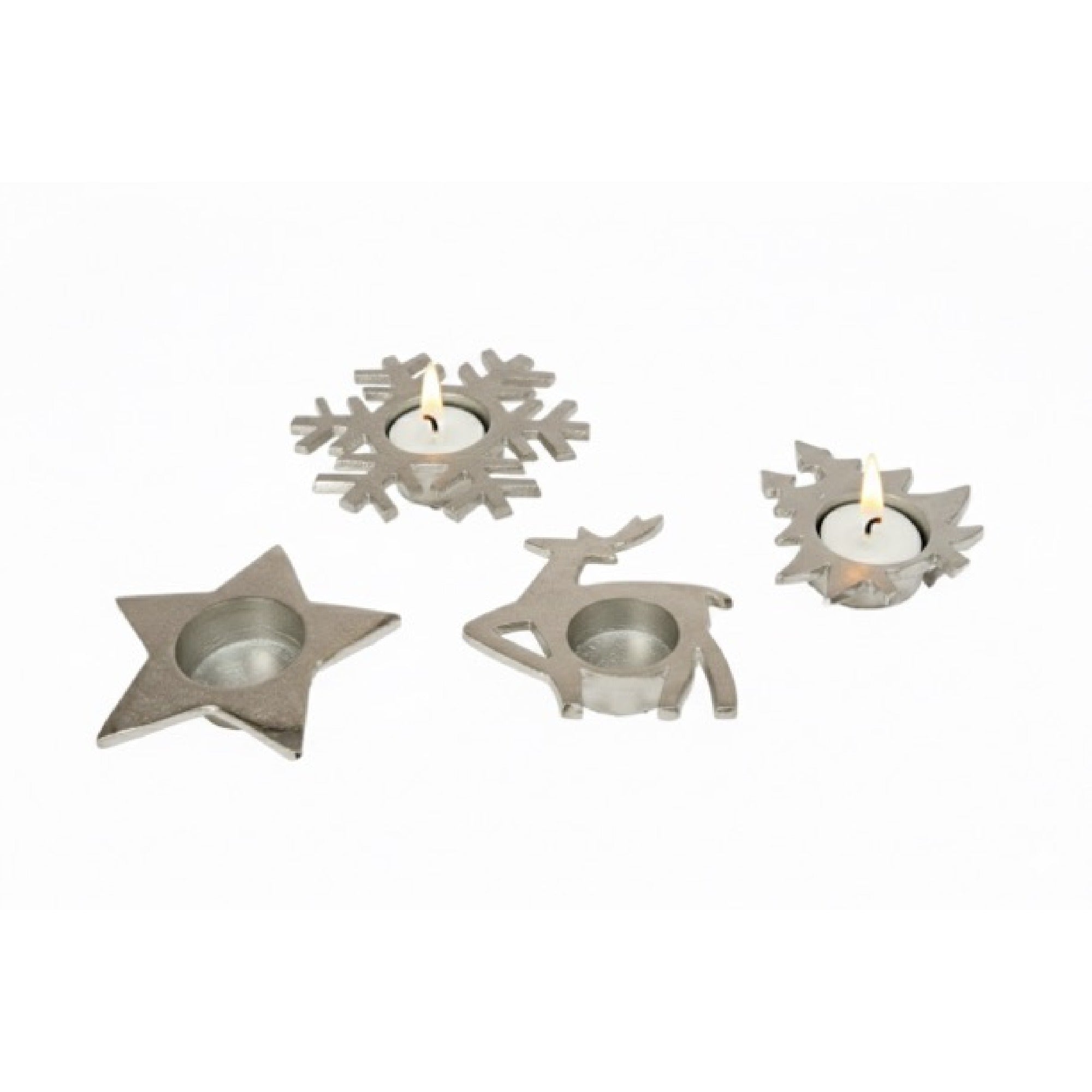 Silver Metal Tealight Holder Assorted, Candle Holder, Holiday Decor- Set of 4