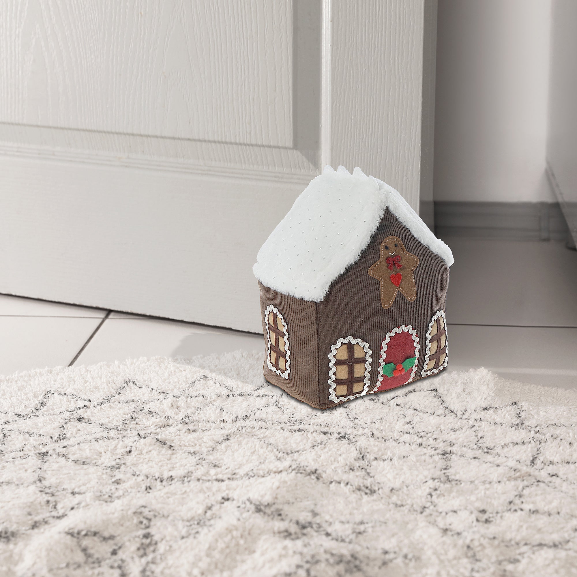 Gingerbread House Door Stopper – Christmas Home Décor, Holiday Decoration, Festive Door Wedge