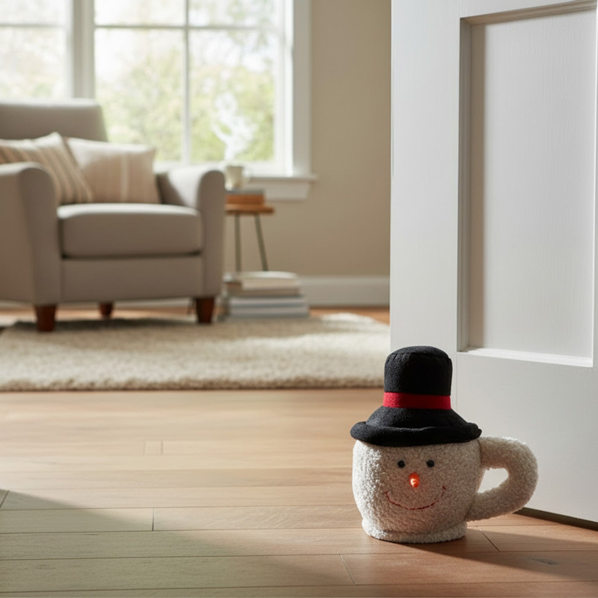 Door Stopper Teacup Snowman, Christmas, Door Stopper, Holiday Decor