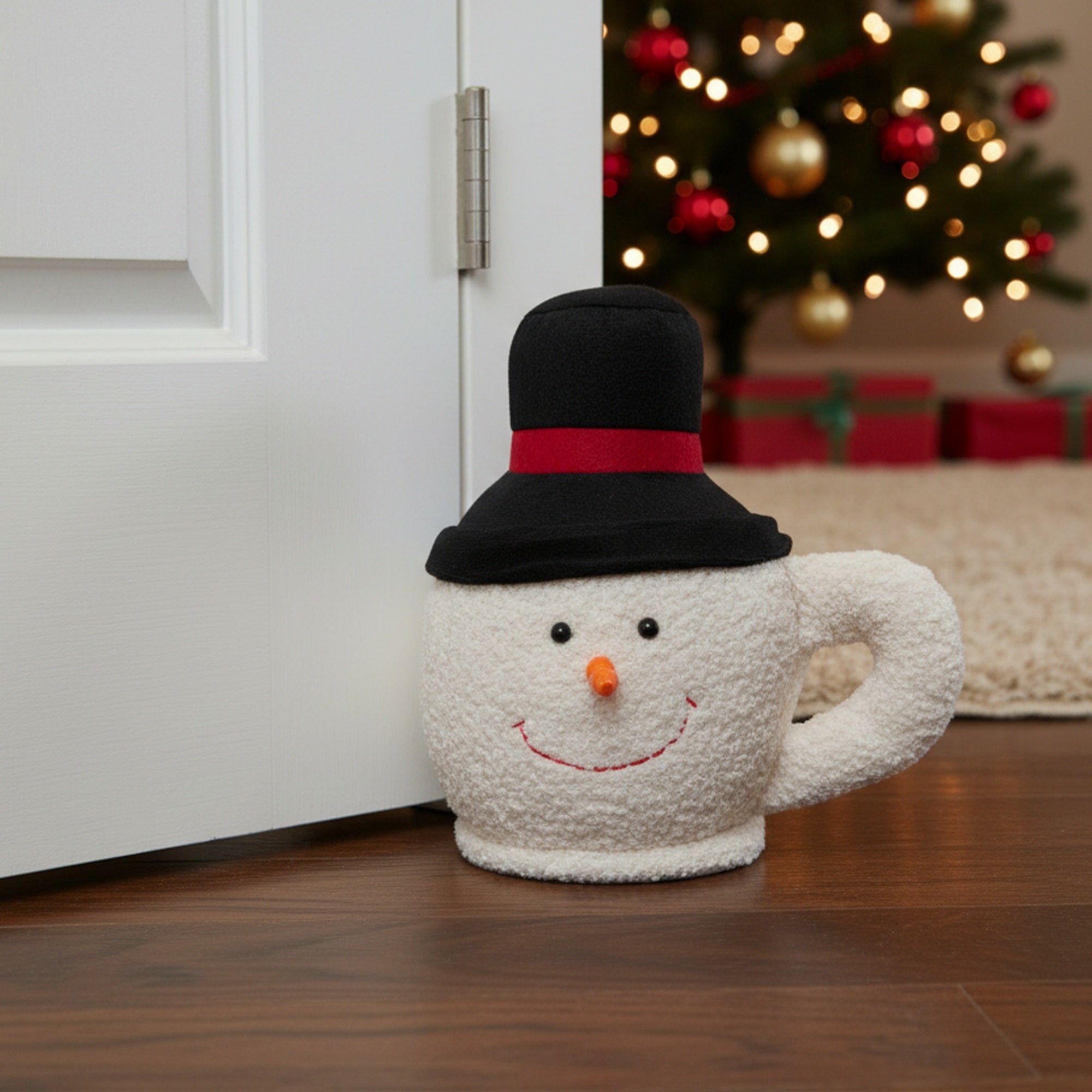 Door Stopper Teacup Snowman, Christmas, Door Stopper, Holiday Decor