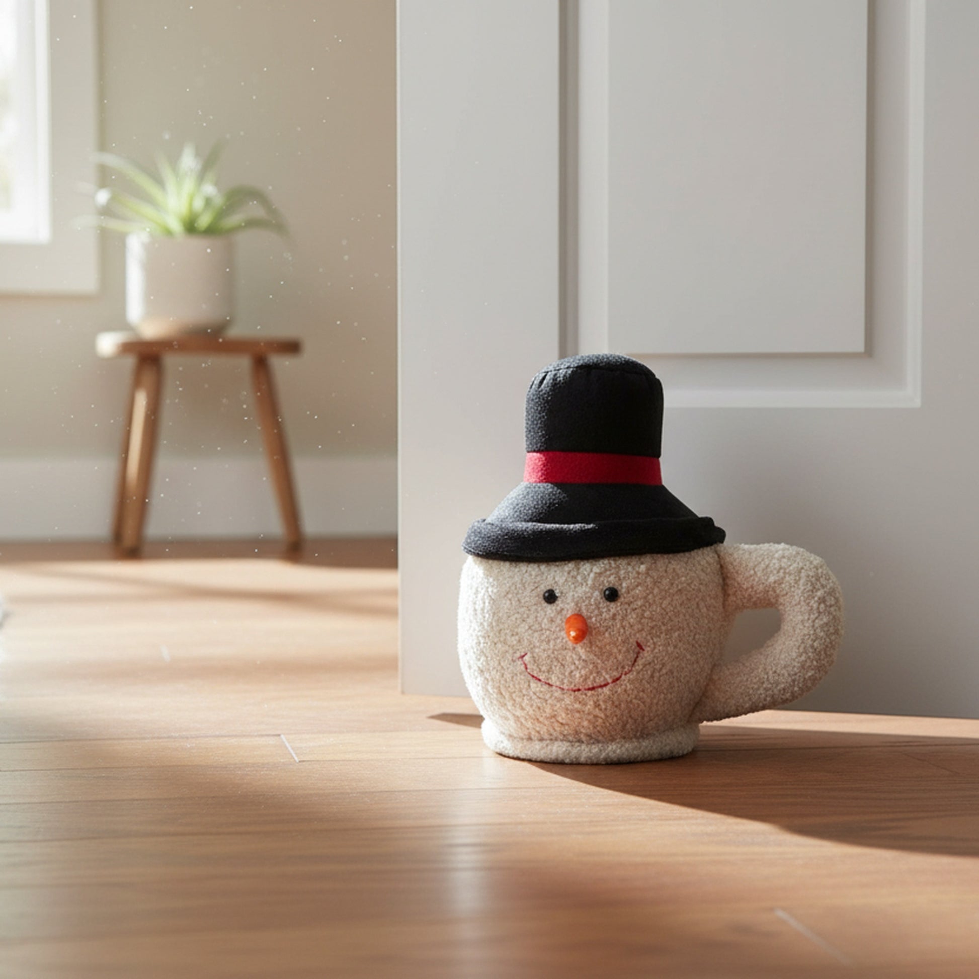 Door Stopper Teacup Snowman, Christmas, Door Stopper, Holiday Decor