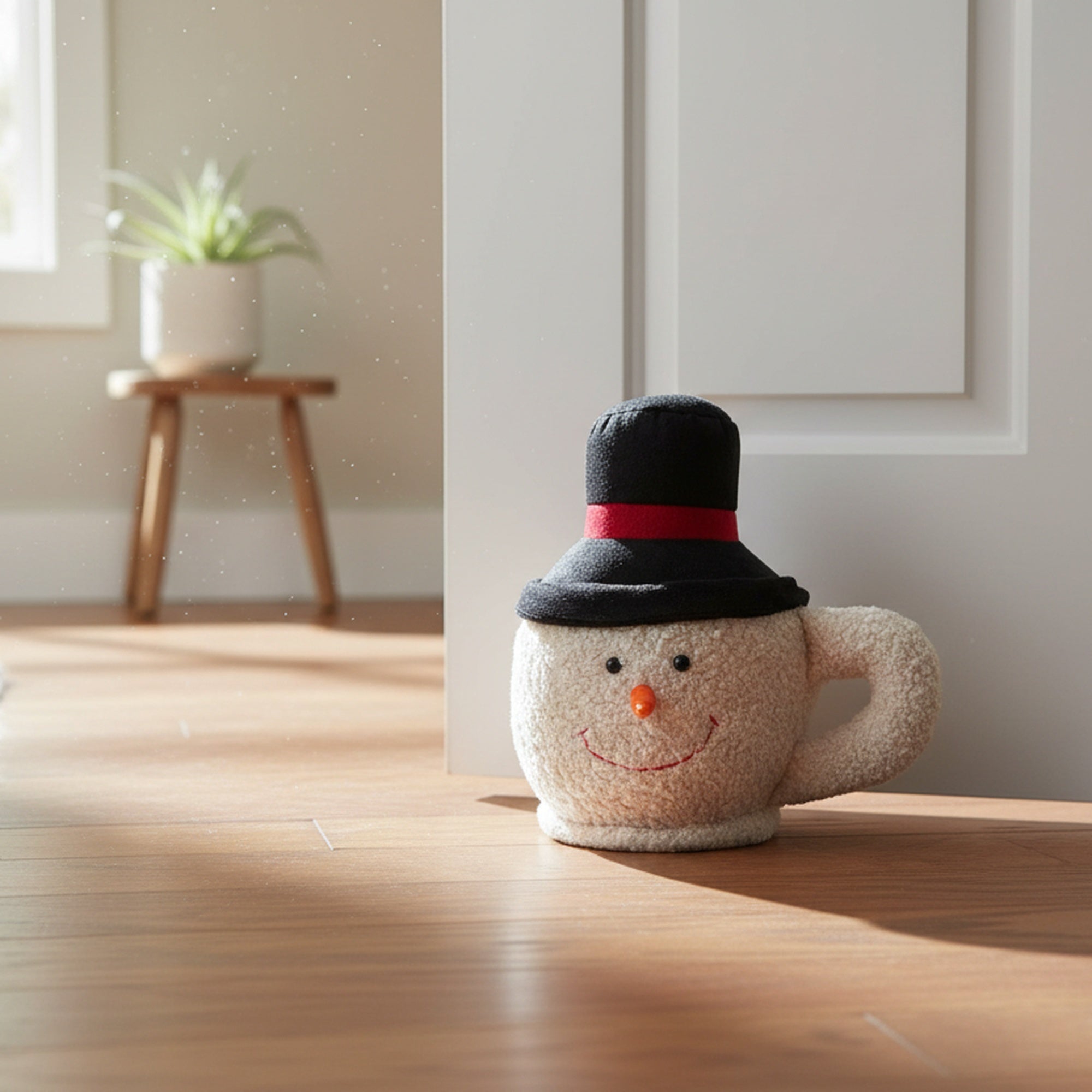Door Stopper Teacup Snowman, Christmas, Door Stopper, Holiday Decor
