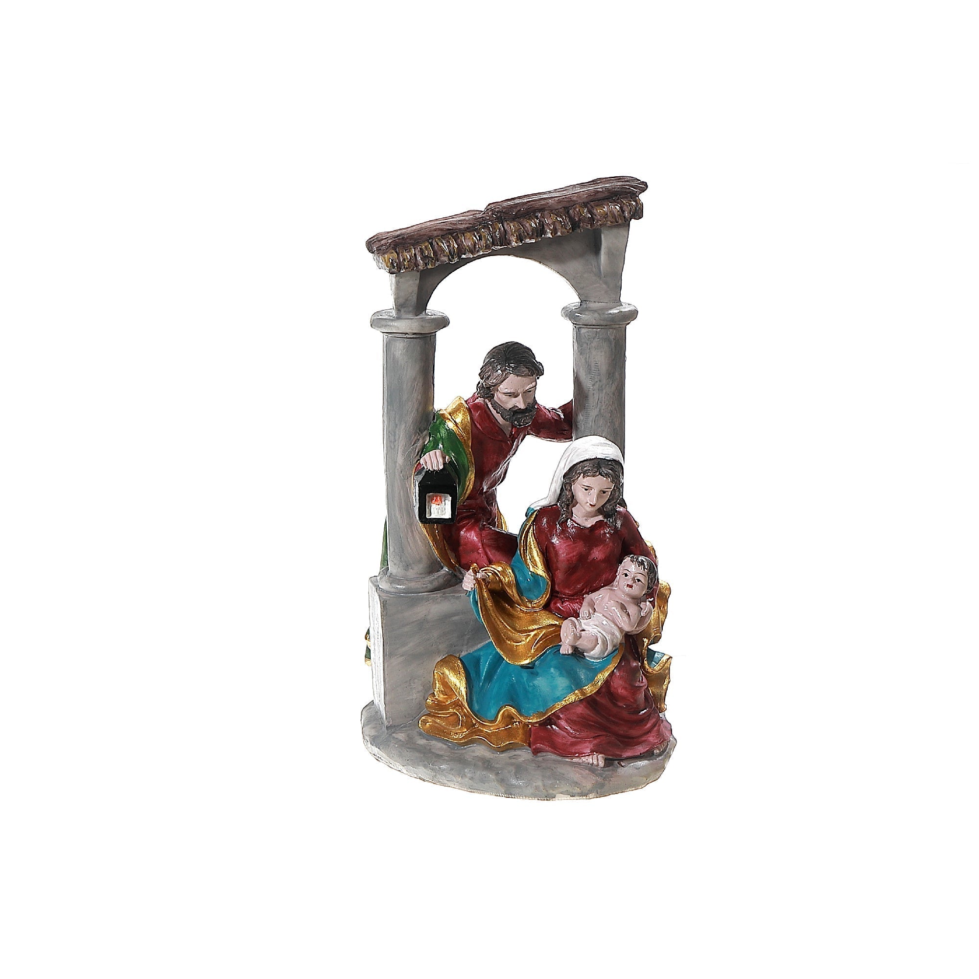 Polyresin Nativity Scene Figurine 9.9", Religious Christmas Decoration, Nativity Tabletop Decor