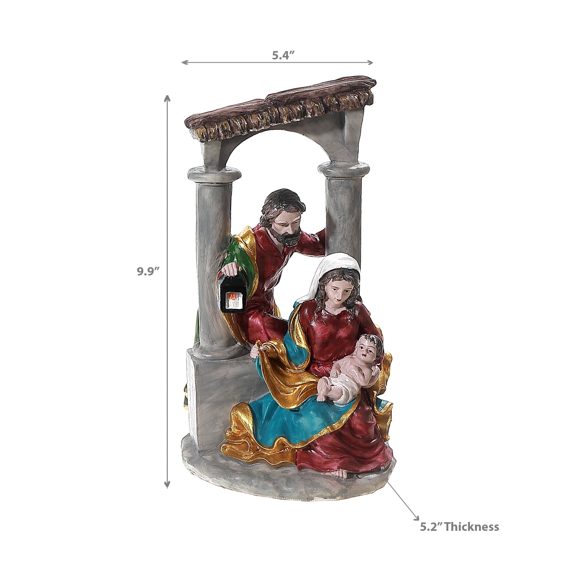 Polyresin Nativity Scene Figurine 9.9", Religious Christmas Decoration, Nativity Tabletop Decor