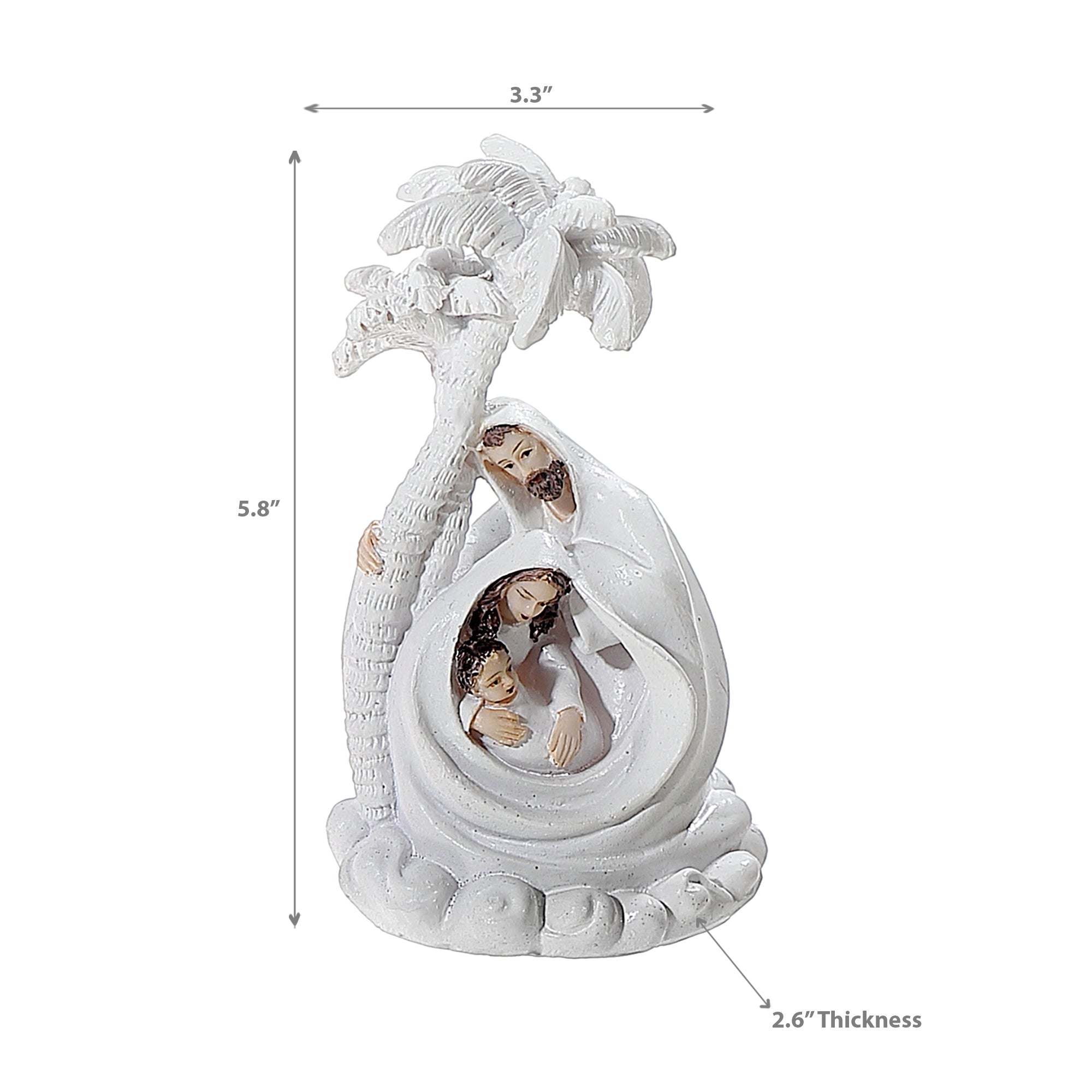 Polyresin Holy Family Nativity Figurine 5.8", Religious Christmas Decoration, Nativity Scene Decor - Set Of 6