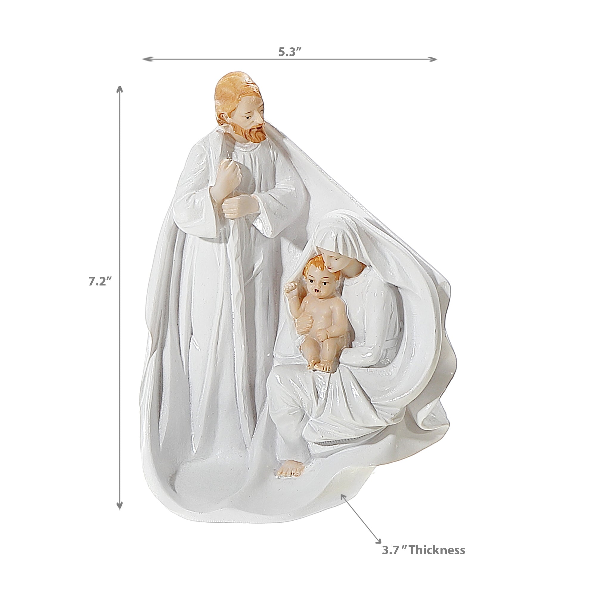 Polyresin Holy Family Nativity Figurine 7.2", Religious Christmas Decor, Nativity Scene Tabletop Decoration
