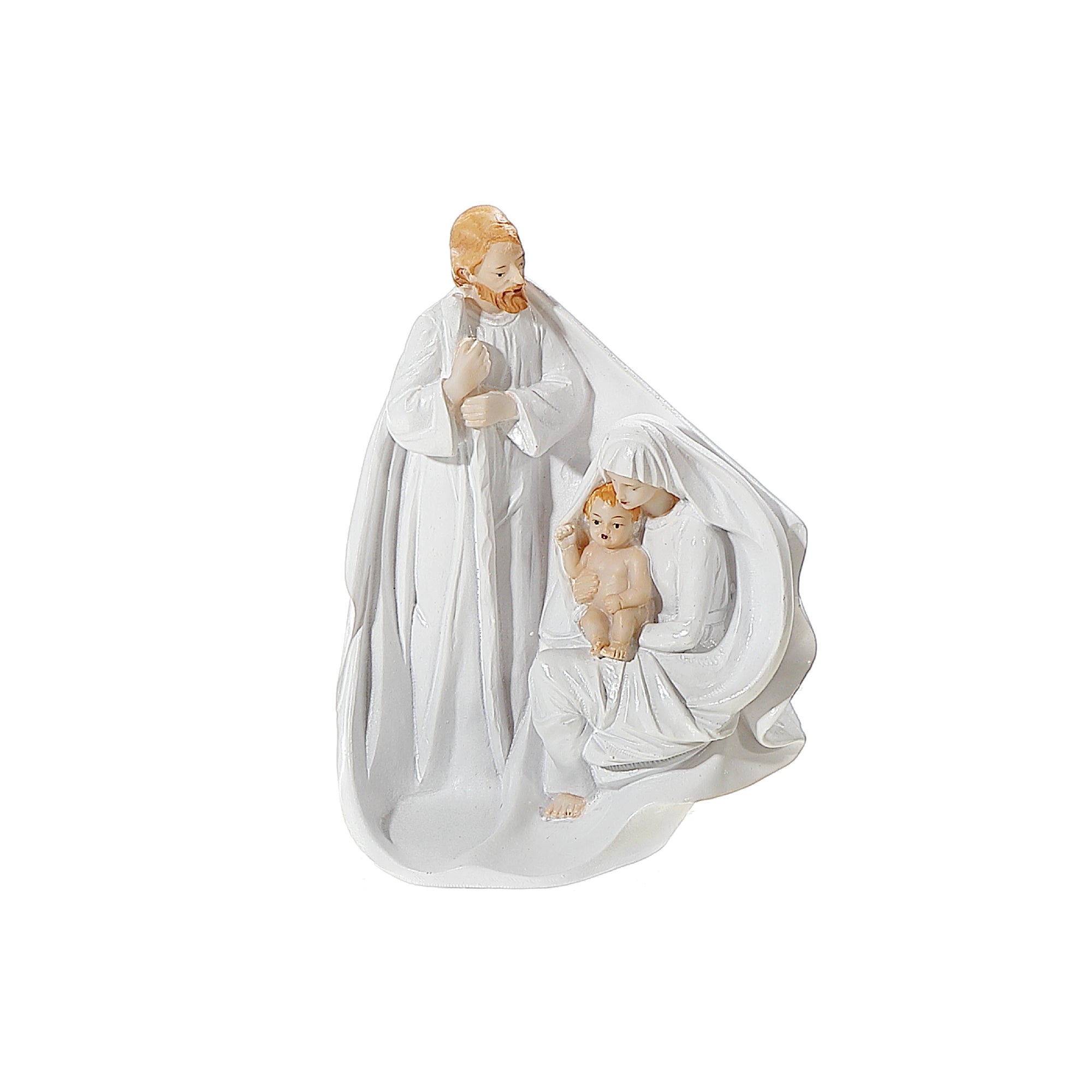Polyresin Holy Family Nativity Figurine 7.2", Religious Christmas Decor, Nativity Scene Tabletop Decoration