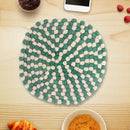 Round Felt Ball Trivet (Green & Beige)