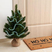 Green Felt Ball Christmas Garland, Holiday Tree Decoration, Festive Fabric Hanging Garland