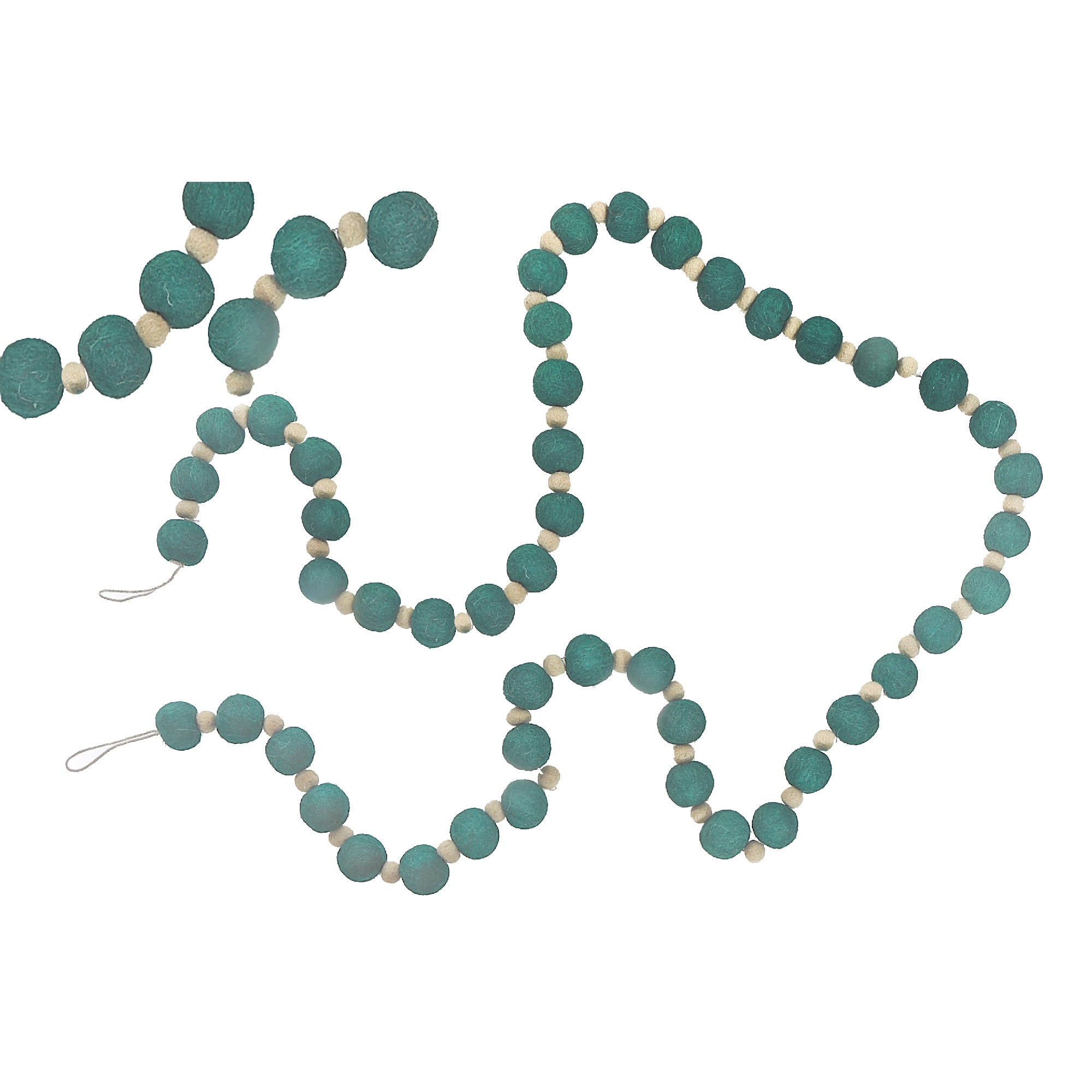 Green Felt Ball Christmas Garland, Holiday Tree Decoration, Festive Fabric Hanging Garland