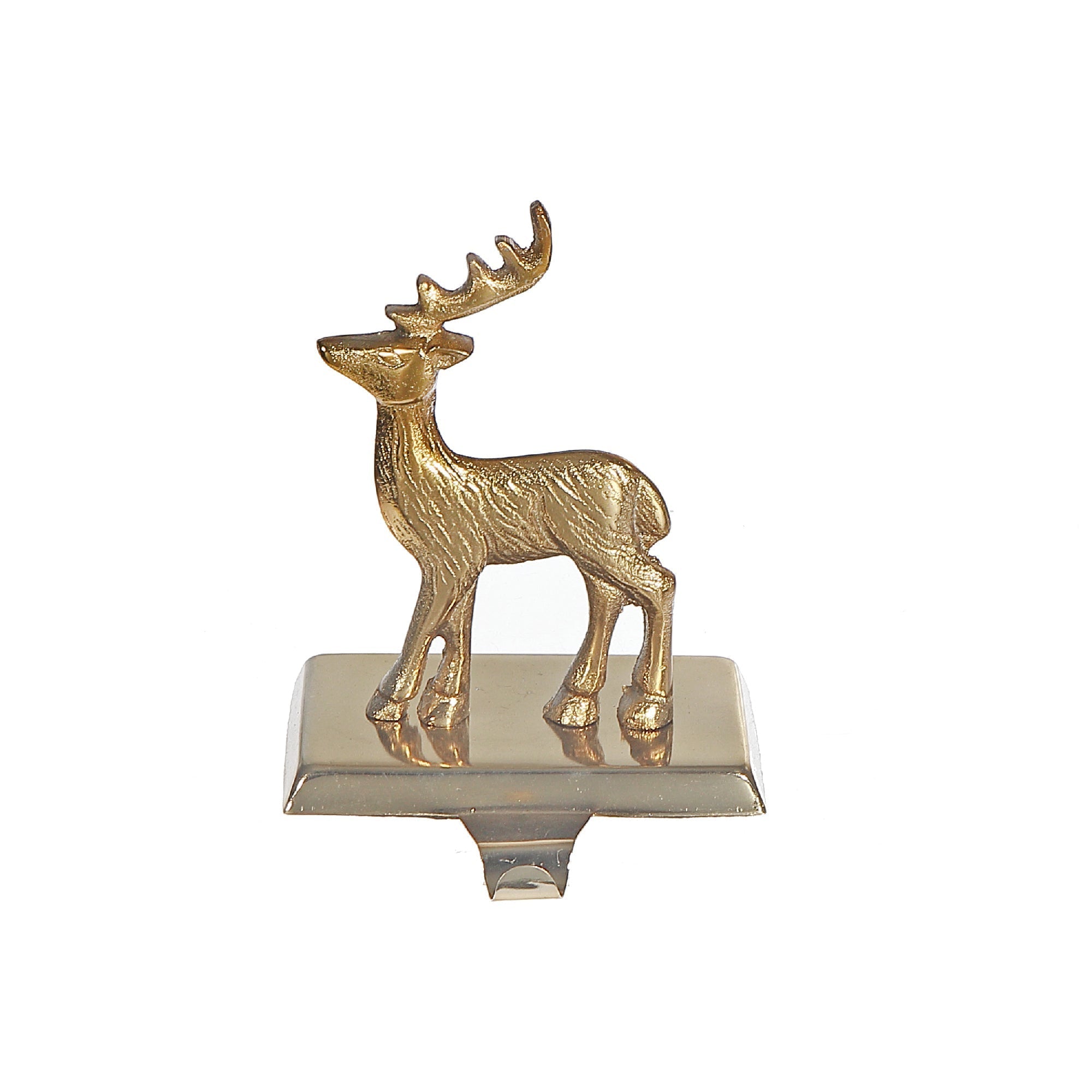 Metal Stocking Holder Standing Reindeer – Christmas Mantel Decoration, Holiday Accent, Festive Winter Decor