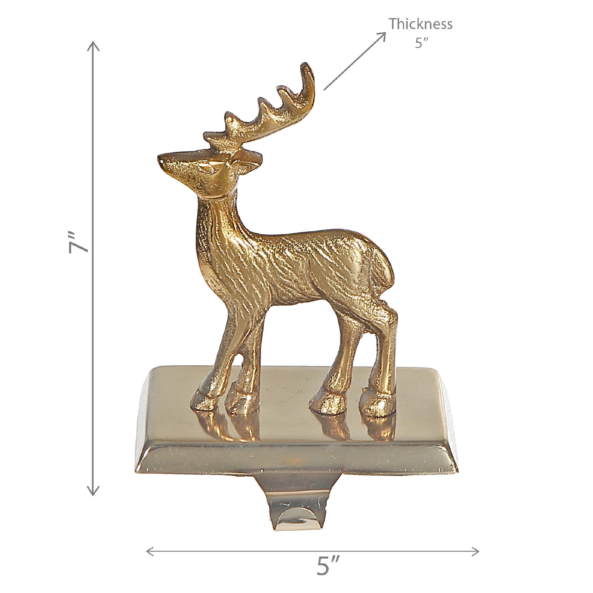 Metal Stocking Holder Standing Reindeer – Christmas Mantel Decoration, Holiday Accent, Festive Winter Decor