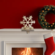 Metal Stocking Holder Snowflake – Christmas Mantel Decoration, Holiday Accent, Festive Winter Decor