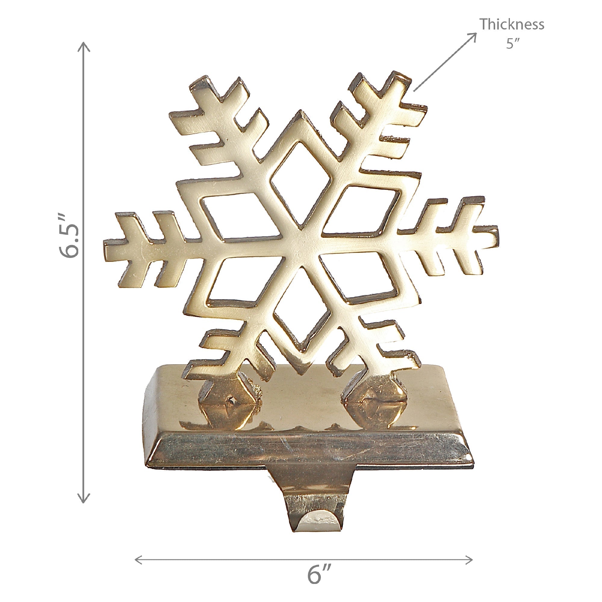 Metal Stocking Holder Snowflake – Christmas Mantel Decoration, Holiday Accent, Festive Winter Decor