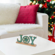 Wooden Beaded Joy Decor – Christmas Tabletop Decoration, Holiday Accent, Festive Winter Home Decor
