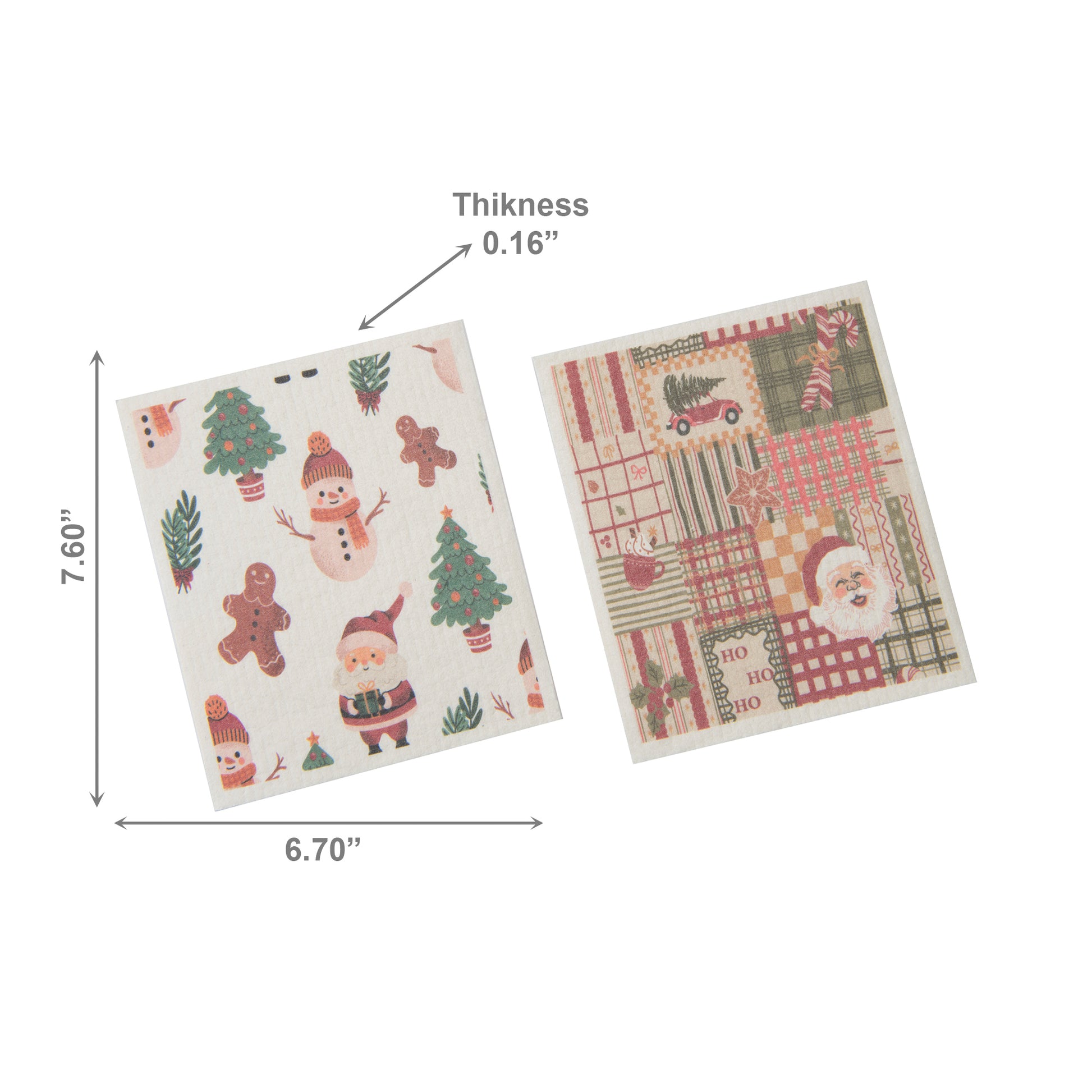 Swedish Dish Cloth Set of 2Christmas Icons and Quilt Assorted, Christmas, Kitchen Towel, Holiday Decor- Set of 2