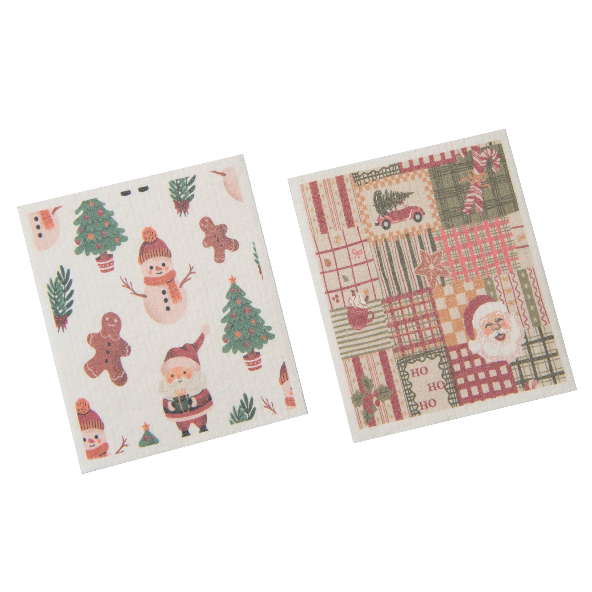 Swedish Dish Cloth Set of 2Christmas Icons and Quilt Assorted, Christmas, Kitchen Towel, Holiday Decor- Set of 2