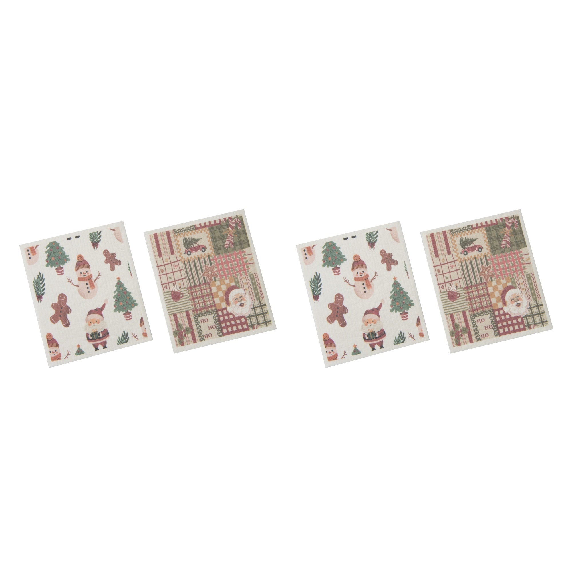 Swedish Dish Cloth Set of 2Christmas Icons and Quilt Assorted, Christmas, Kitchen Towel, Holiday Decor- Set of 2