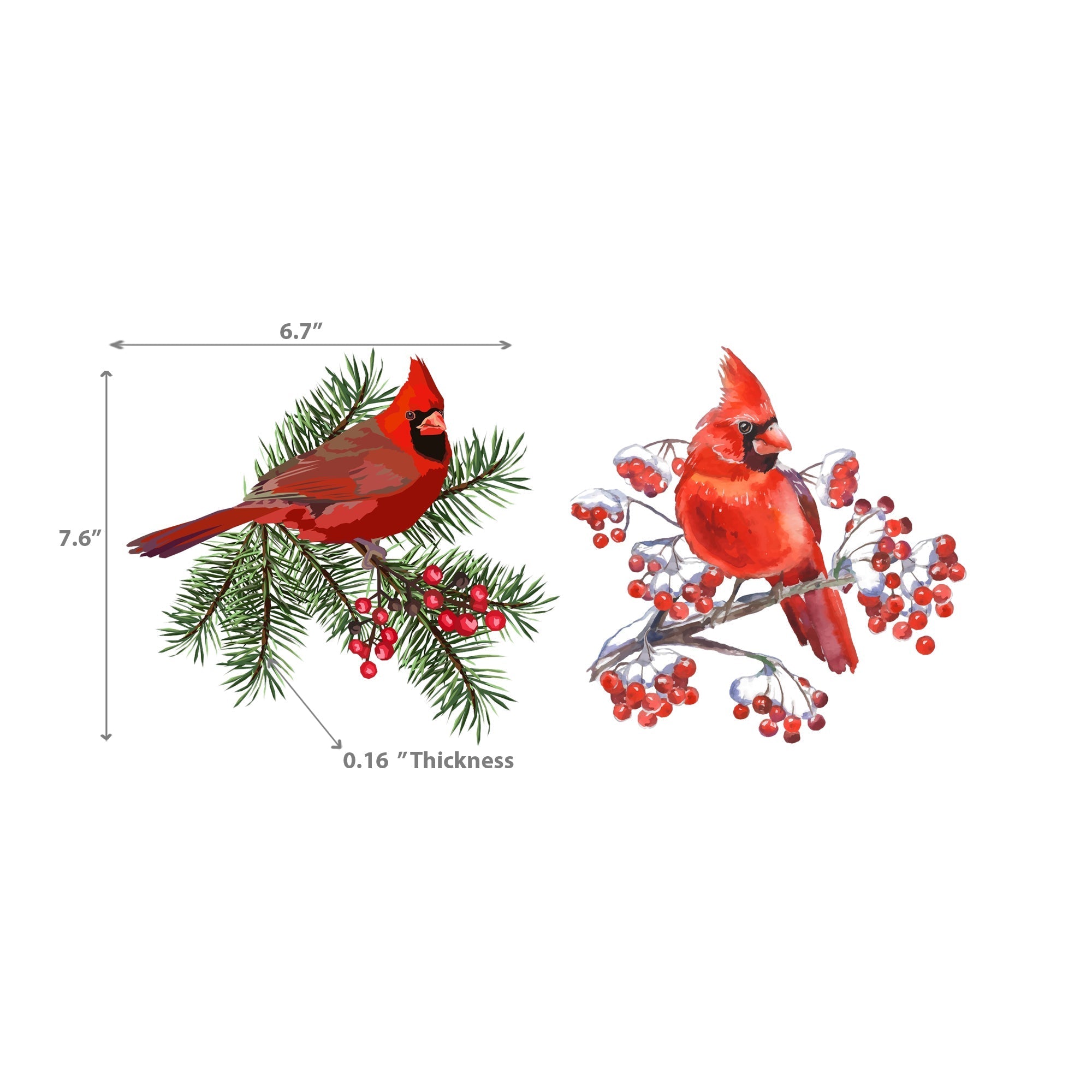 Winter Cardinal Swedish Dish Cloth, Reusable Kitchen Cleaning Cloth, Eco Friendly Dish Cloth - Set Of 2