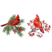 Winter Cardinal Swedish Dish Cloth, Reusable Kitchen Cleaning Cloth, Eco Friendly Dish Cloth - Set Of 2