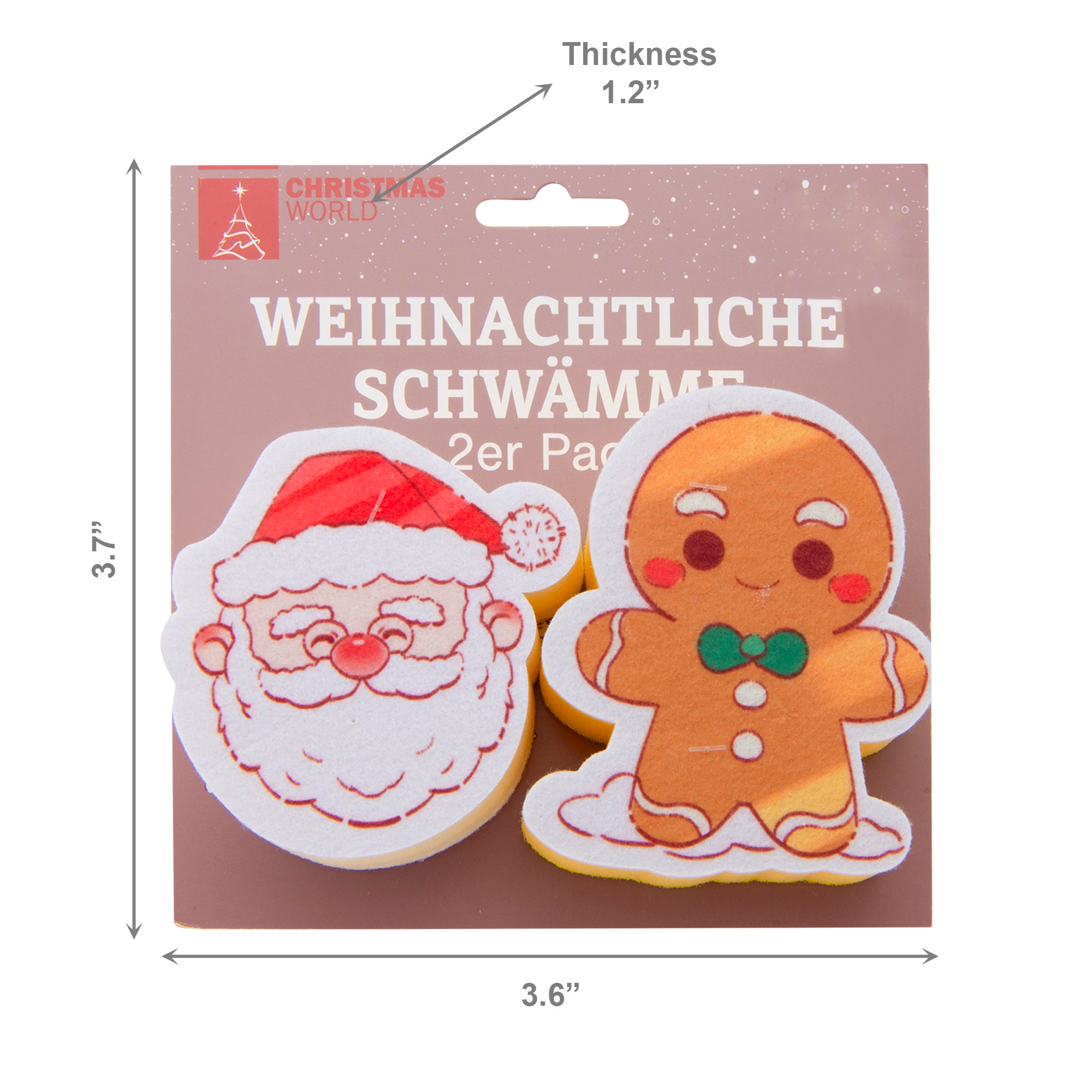 Kitchen Sponge Santa & Gingerbread 2 Piece, Christmas, Holiday Decor- Set of 4