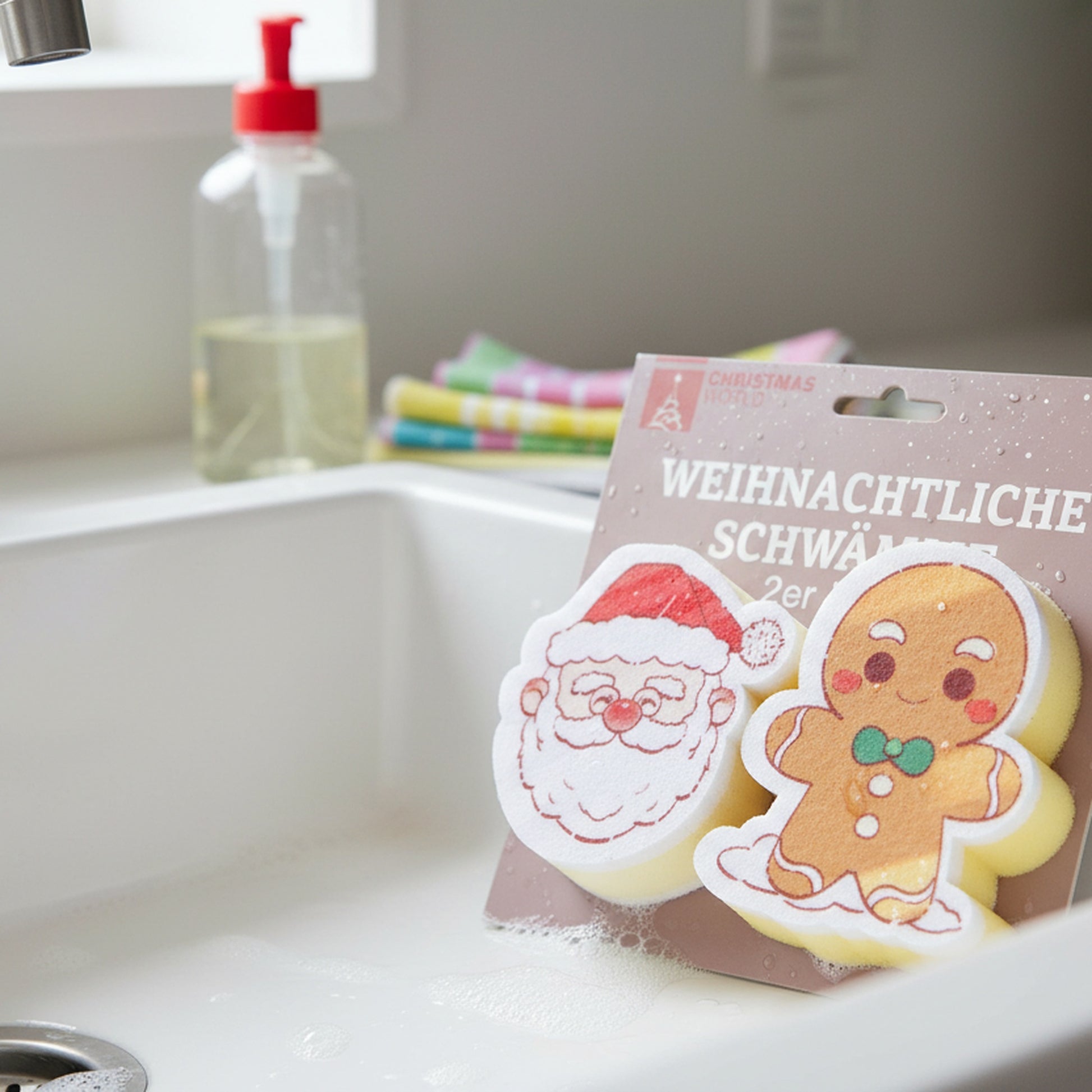 Kitchen Sponge Santa & Gingerbread 2 Piece, Christmas, Holiday Decor- Set of 4