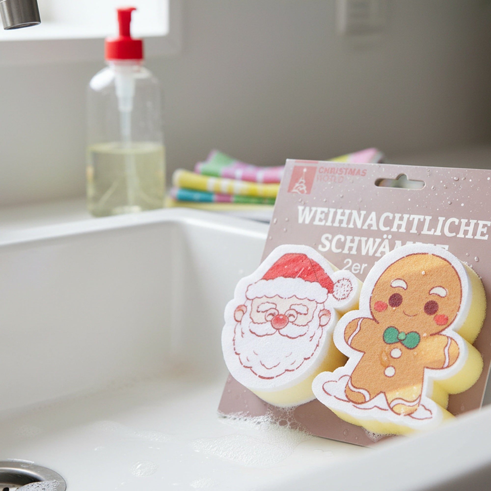 Kitchen Sponge Santa & Gingerbread 2 Piece, Christmas, Holiday Decor- Set of 4