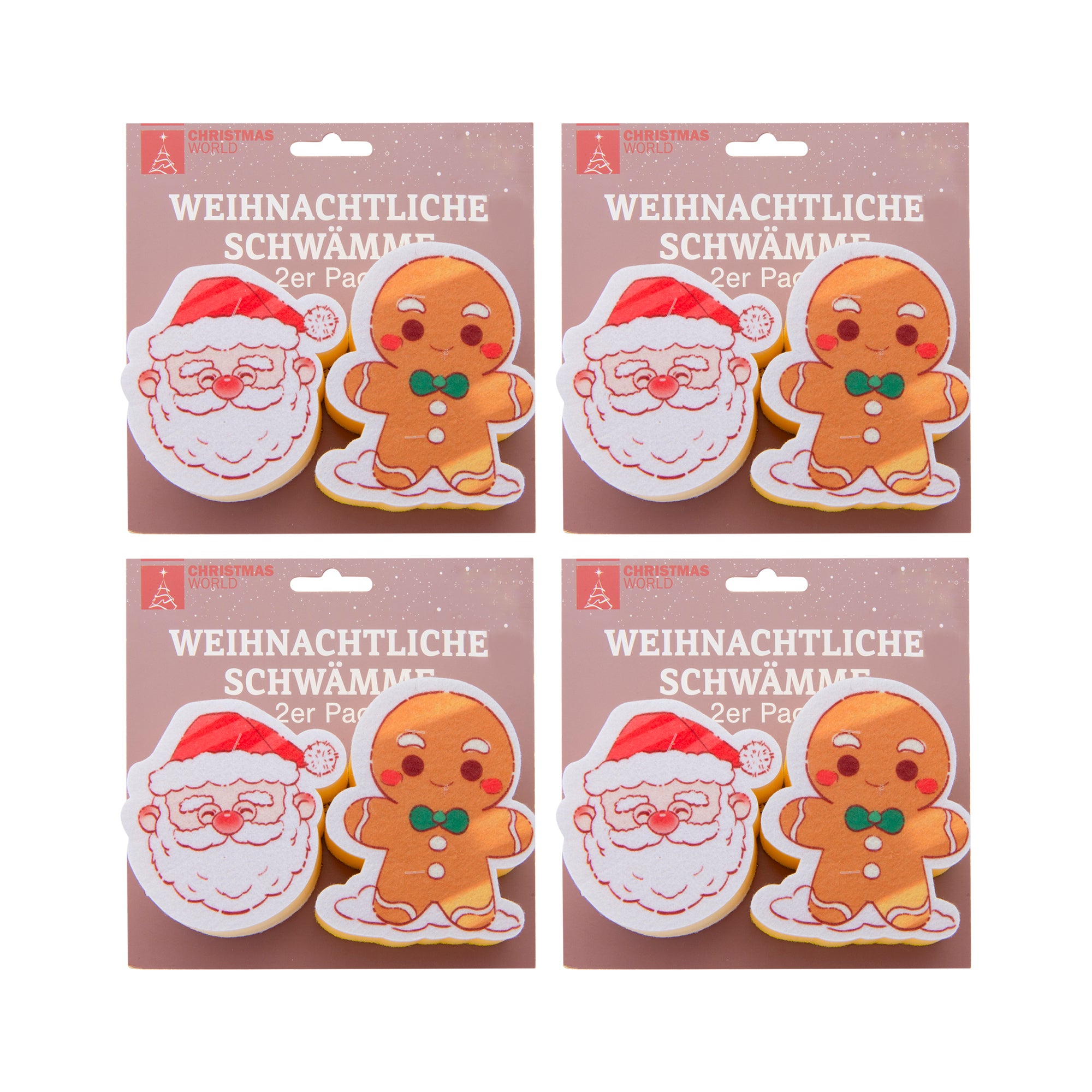 Kitchen Sponge Santa & Gingerbread 2 Piece, Christmas, Holiday Decor- Set of 4