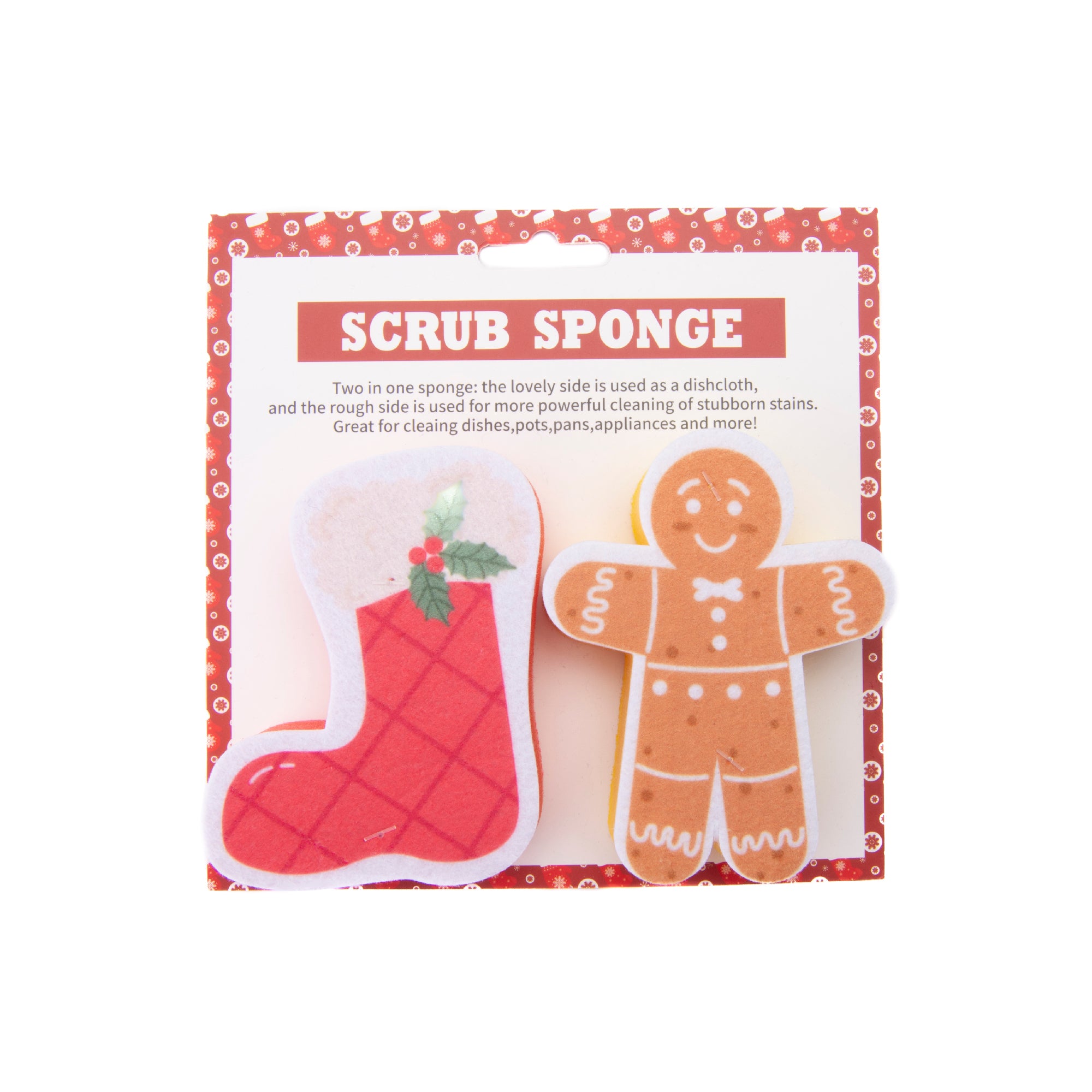 Kitchen Sponge Sock & Gingerbread 2 Piece, Christmas, Holiday Decor- Set of 4