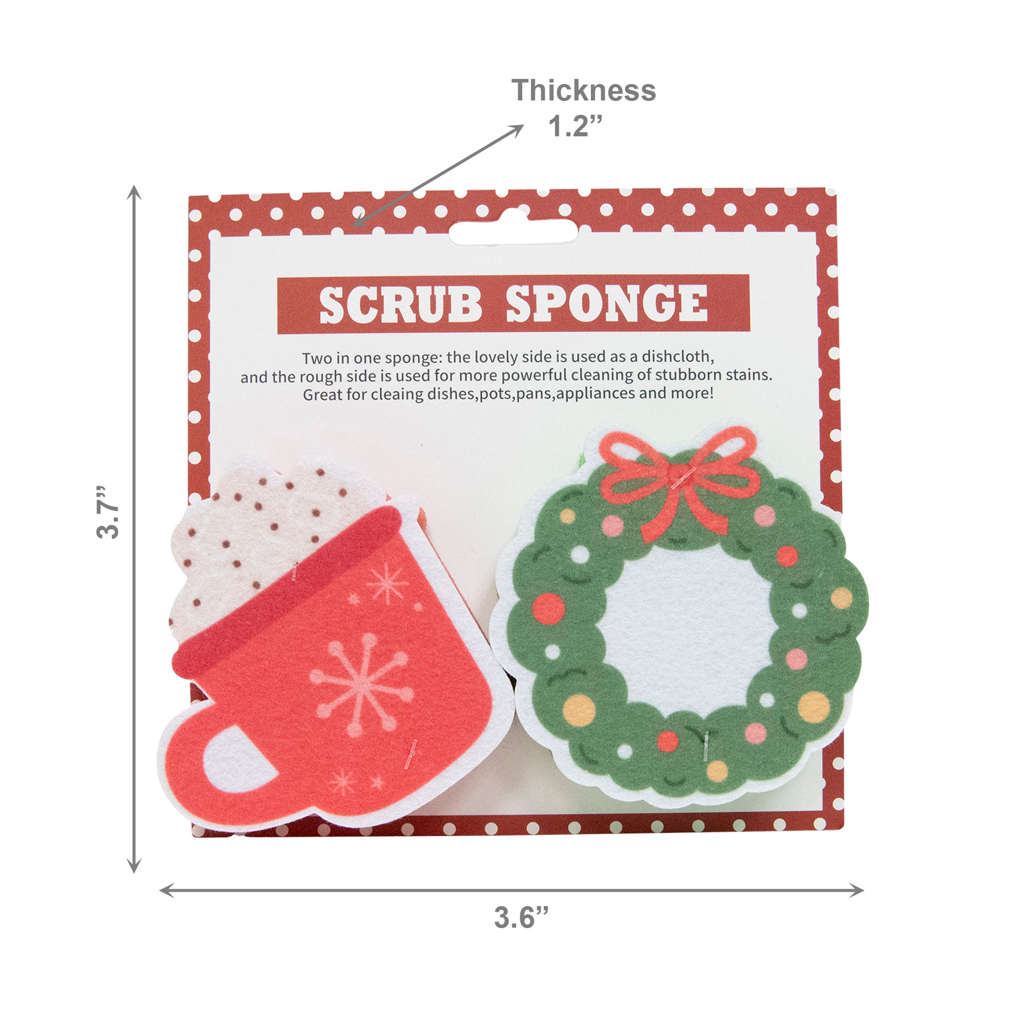 Kitchen Sponge Beverage & Wreath 2 Piece, Wreath, Holiday Decor- Set of 4