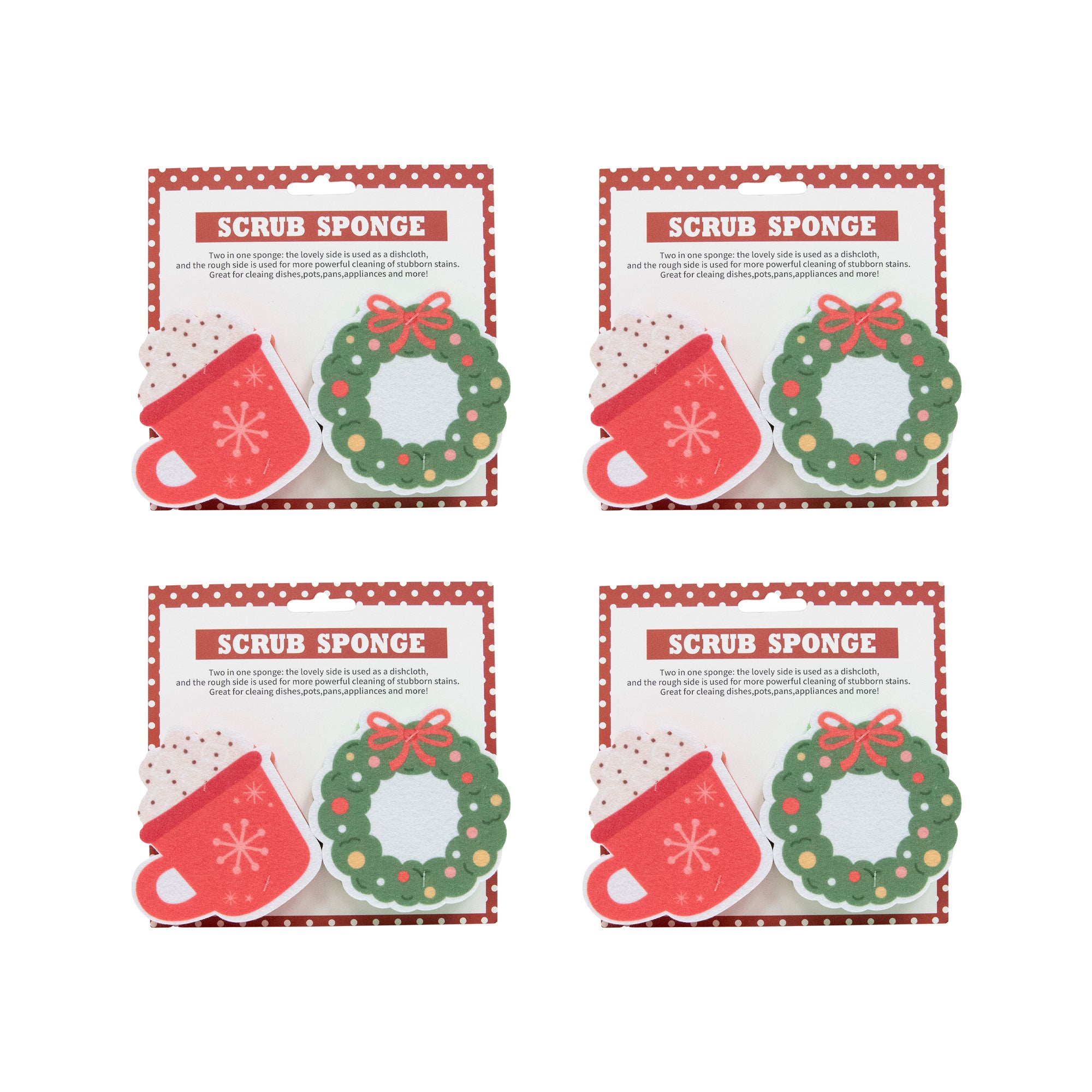 Kitchen Sponge Beverage & Wreath 2 Piece, Wreath, Holiday Decor- Set of 4