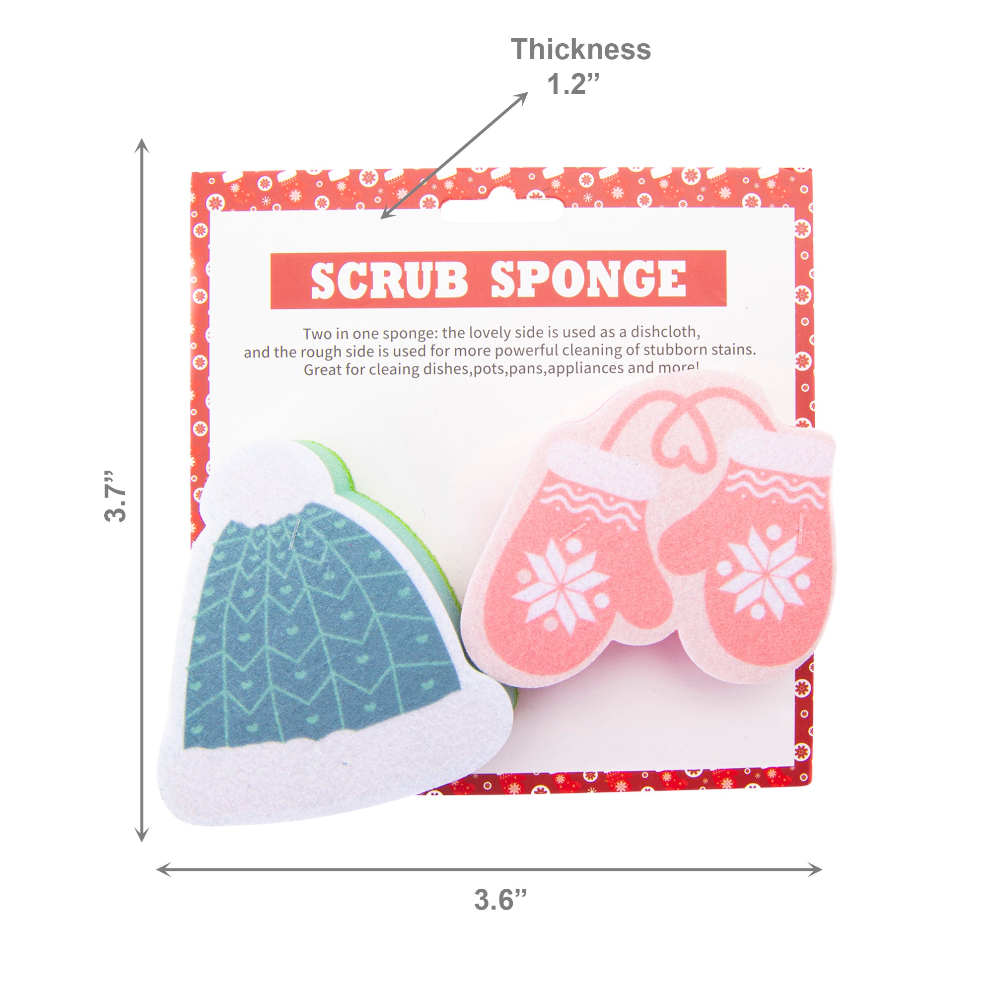 Kitchen Sponge Toque & Gloves 2 Piece, Holiday Decor- Set of 4