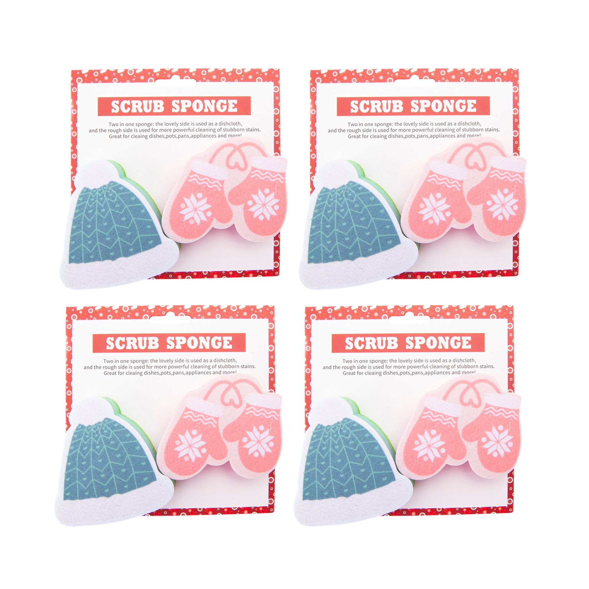 Kitchen Sponge Toque & Gloves 2 Piece, Holiday Decor- Set of 4