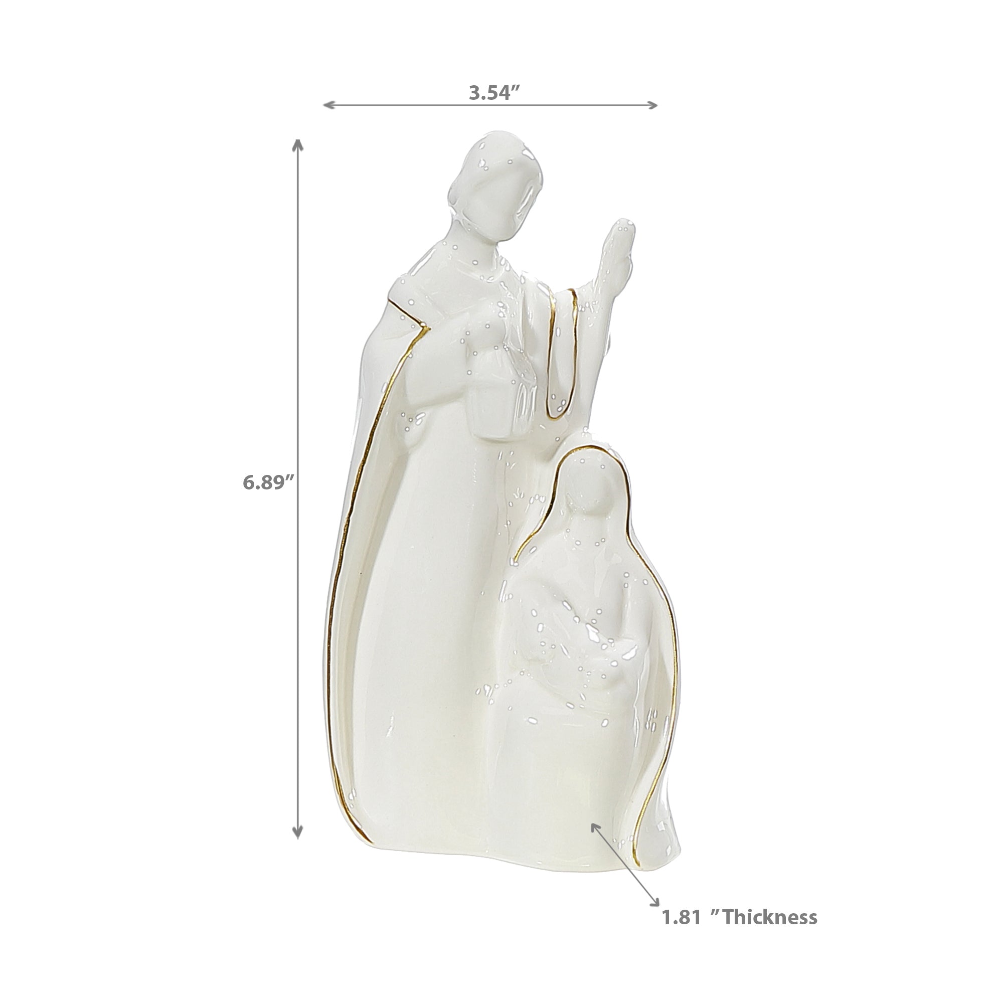 Lighted Shiny White Holy Family Figurine, Nativity Scene Decoration, Religious Christmas Decor, Holiday Tabletop Decoration