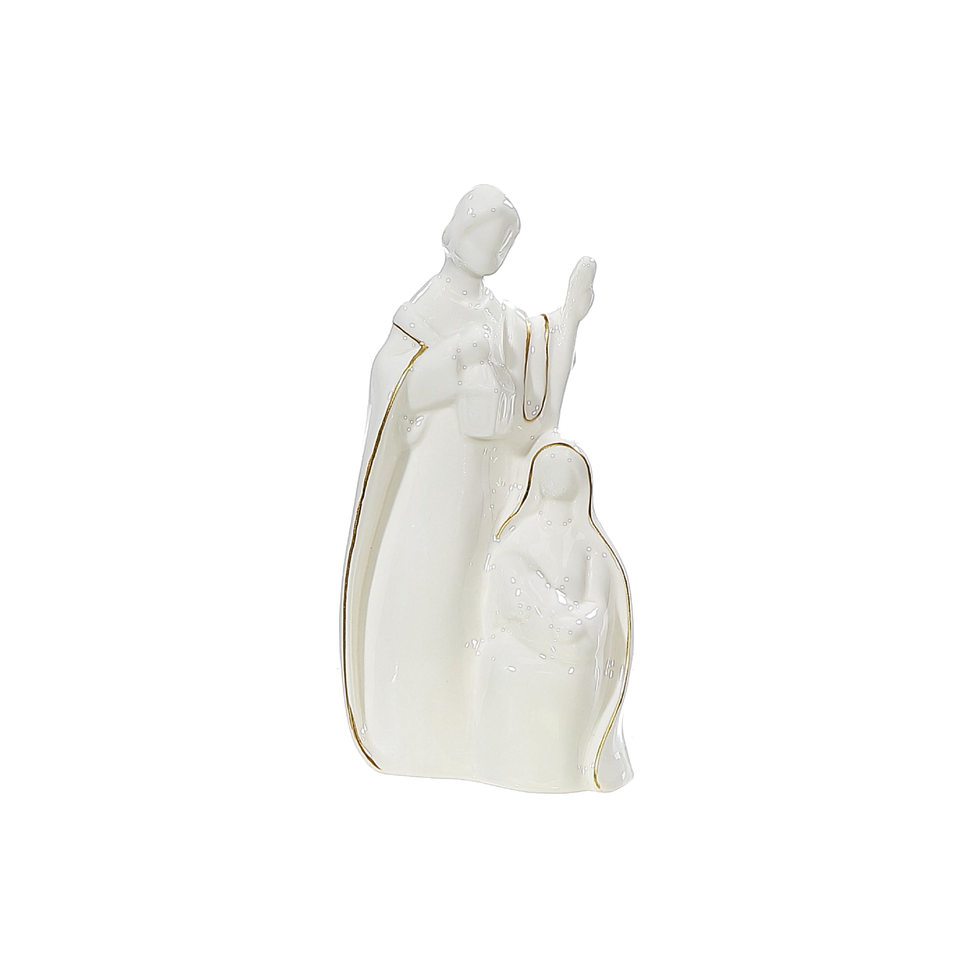 Lighted Shiny White Holy Family Figurine, Nativity Scene Decoration, Religious Christmas Decor, Holiday Tabletop Decoration