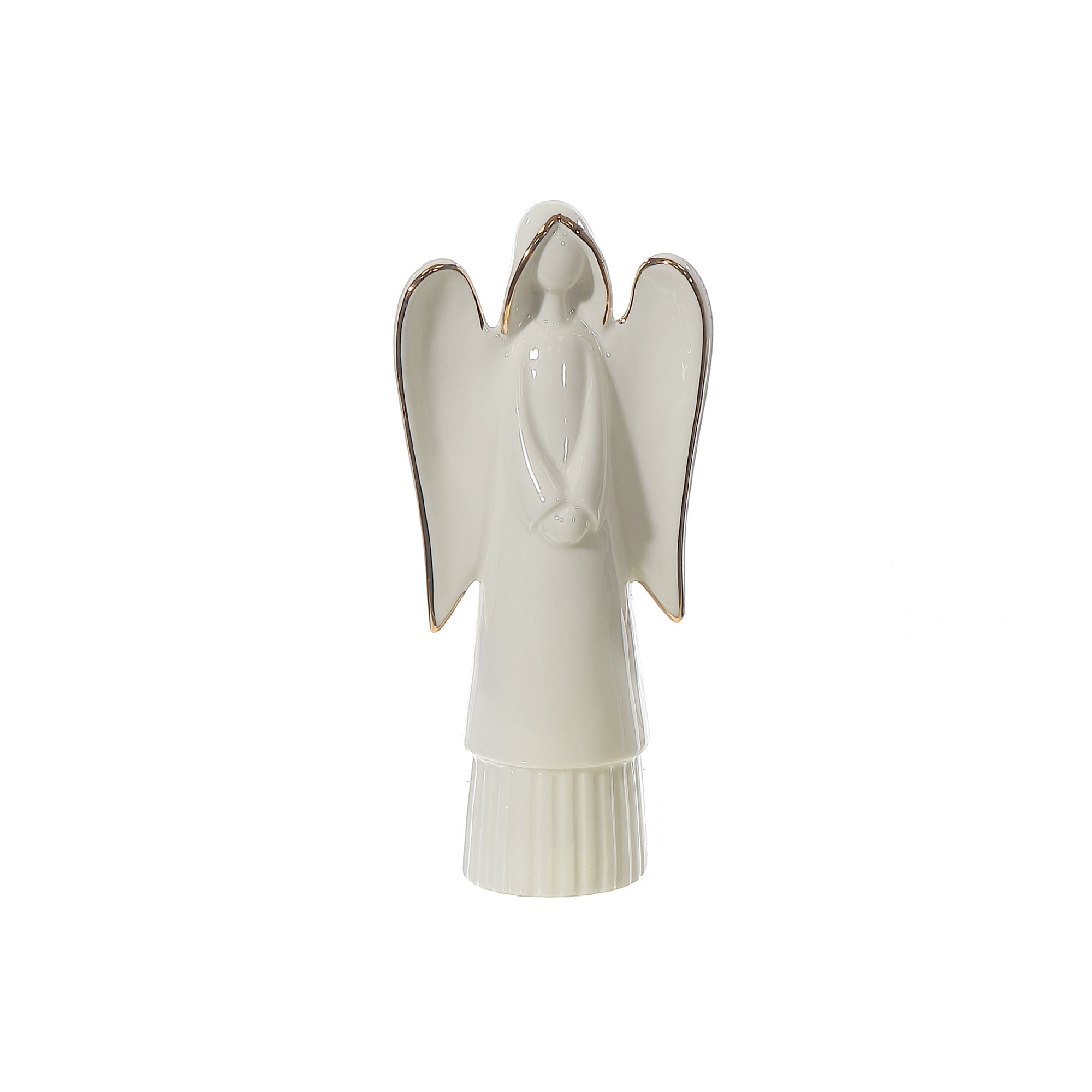 Shiny White Angel Figurine, Christmas Angel Decor, Holiday Tabletop Decoration Large