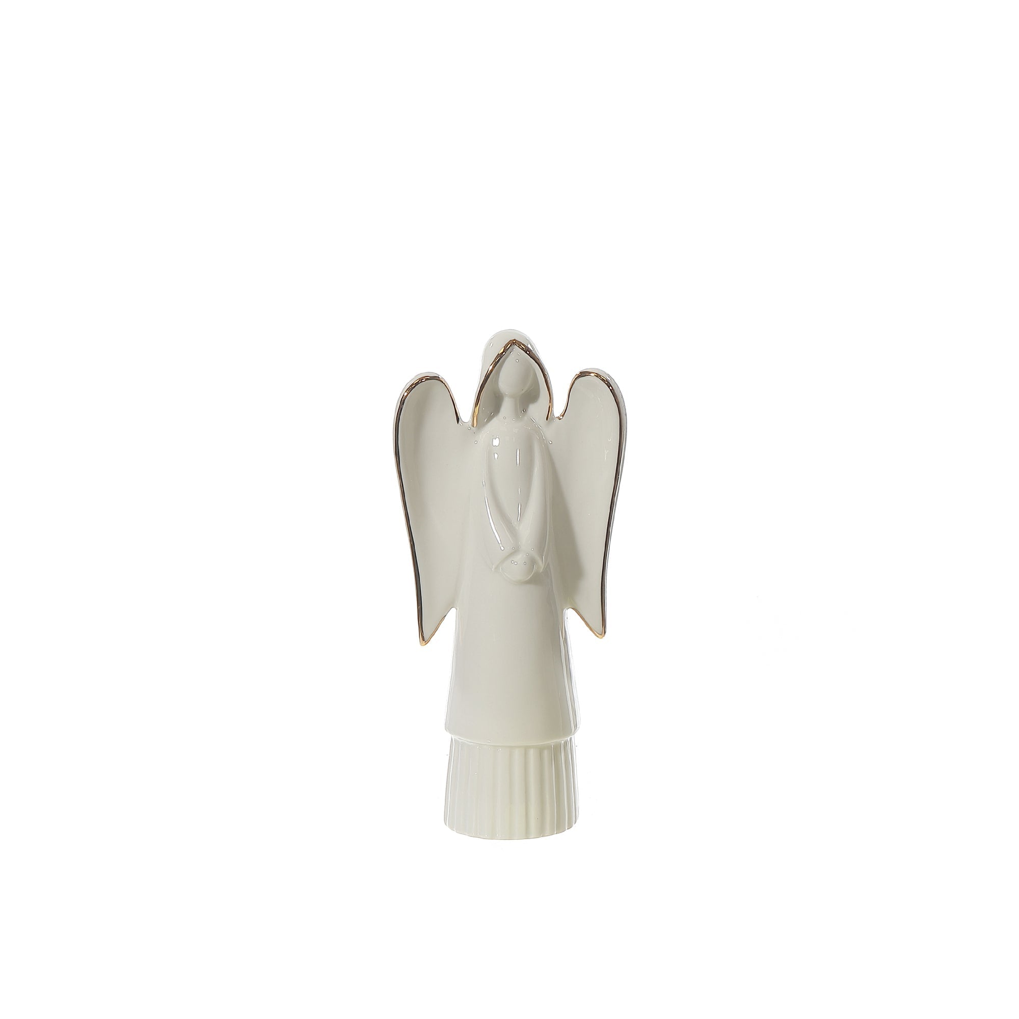 Shiny White Angel Figurine, Christmas Angel Decor, Holiday Tabletop Decoration Small