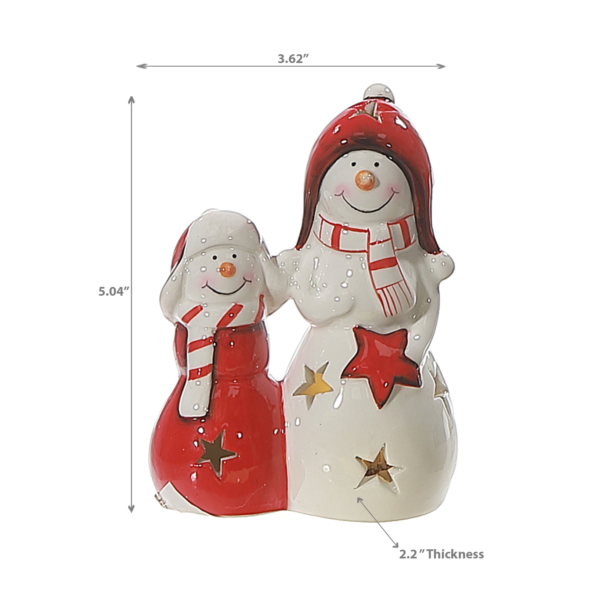 Lighted Double Snowman Decoration, Christmas Snowman Figurine, Holiday Tabletop Decor