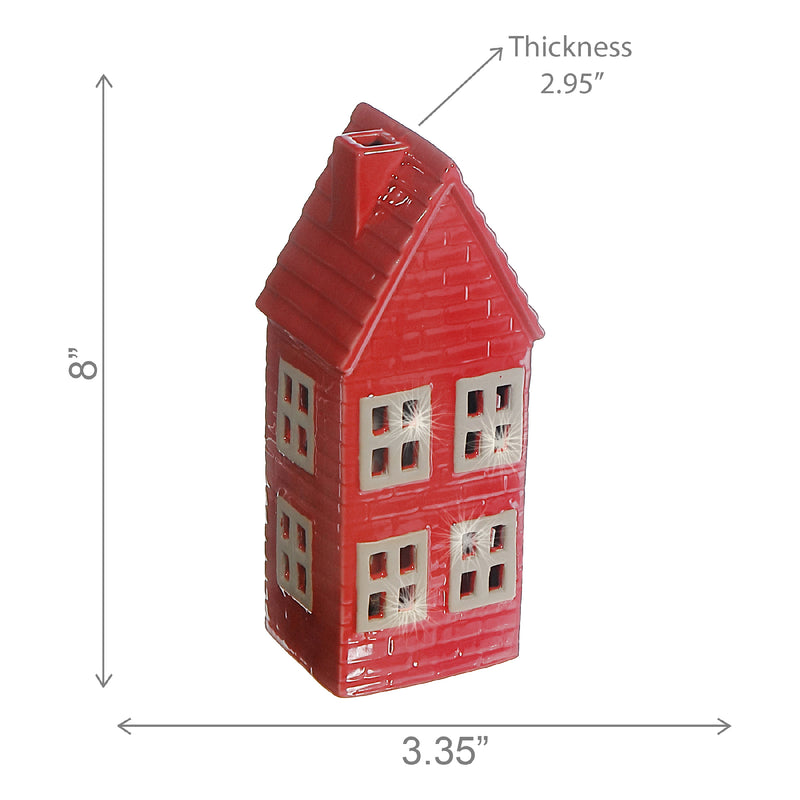 Led Porcelain Red House (8")
