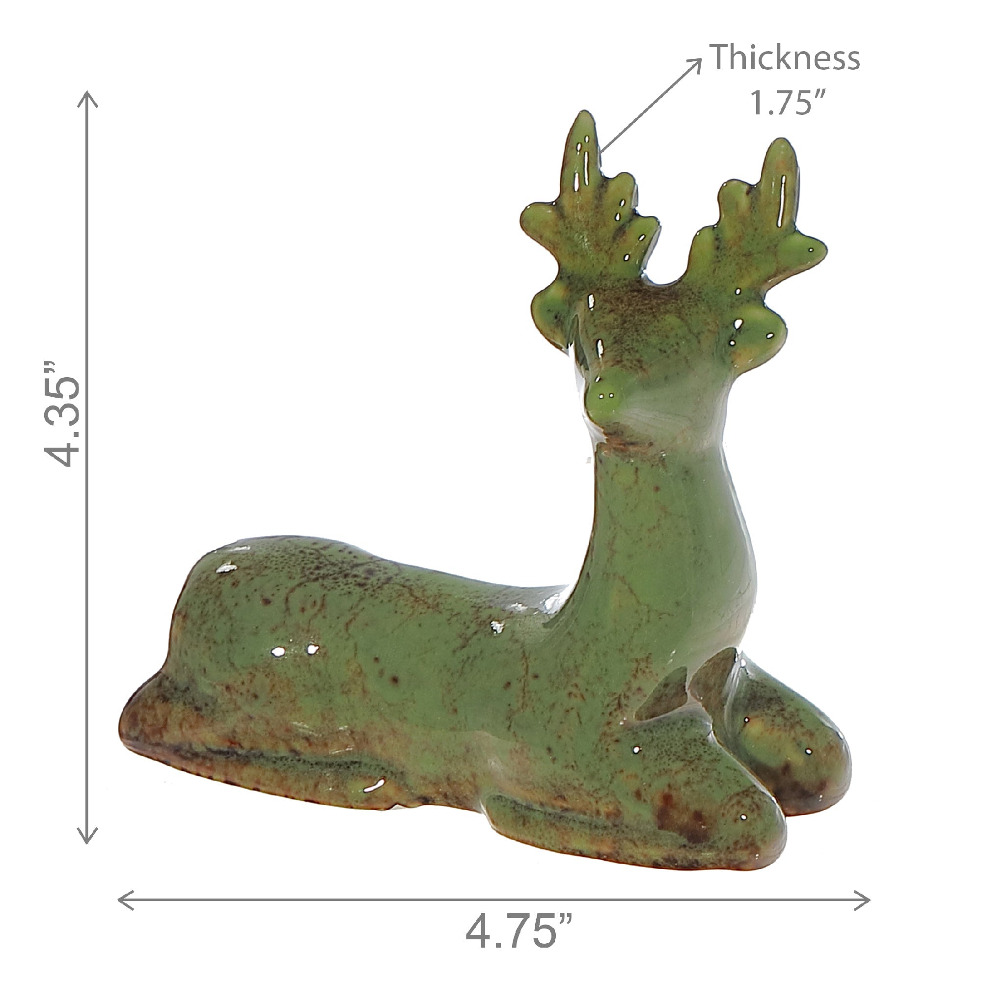Porcelain Sitting Reindeer Decor Green – Christmas Tabletop Decoration, Holiday Accent, Festive Winter Figurine