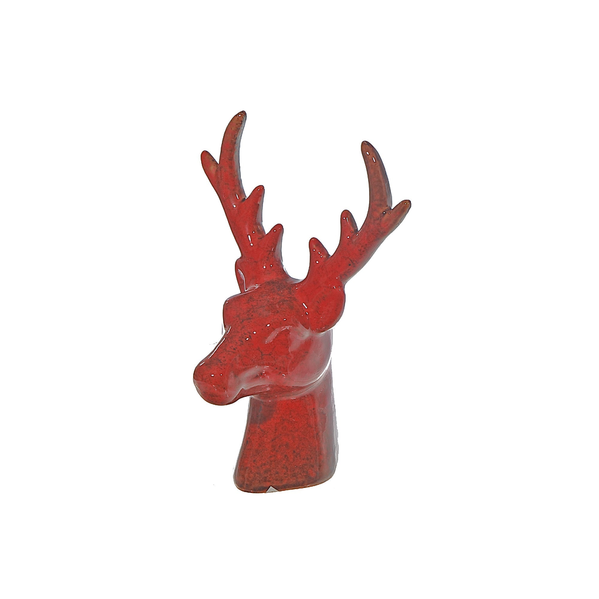 Porcelain Reindeer Head Decor Red – Christmas Wall/Tabletop Decoration, Holiday Accent, Festive Winter Figurine