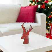 Porcelain Reindeer Head Decor Red – Christmas Wall/Tabletop Decoration, Holiday Accent, Festive Winter Figurine