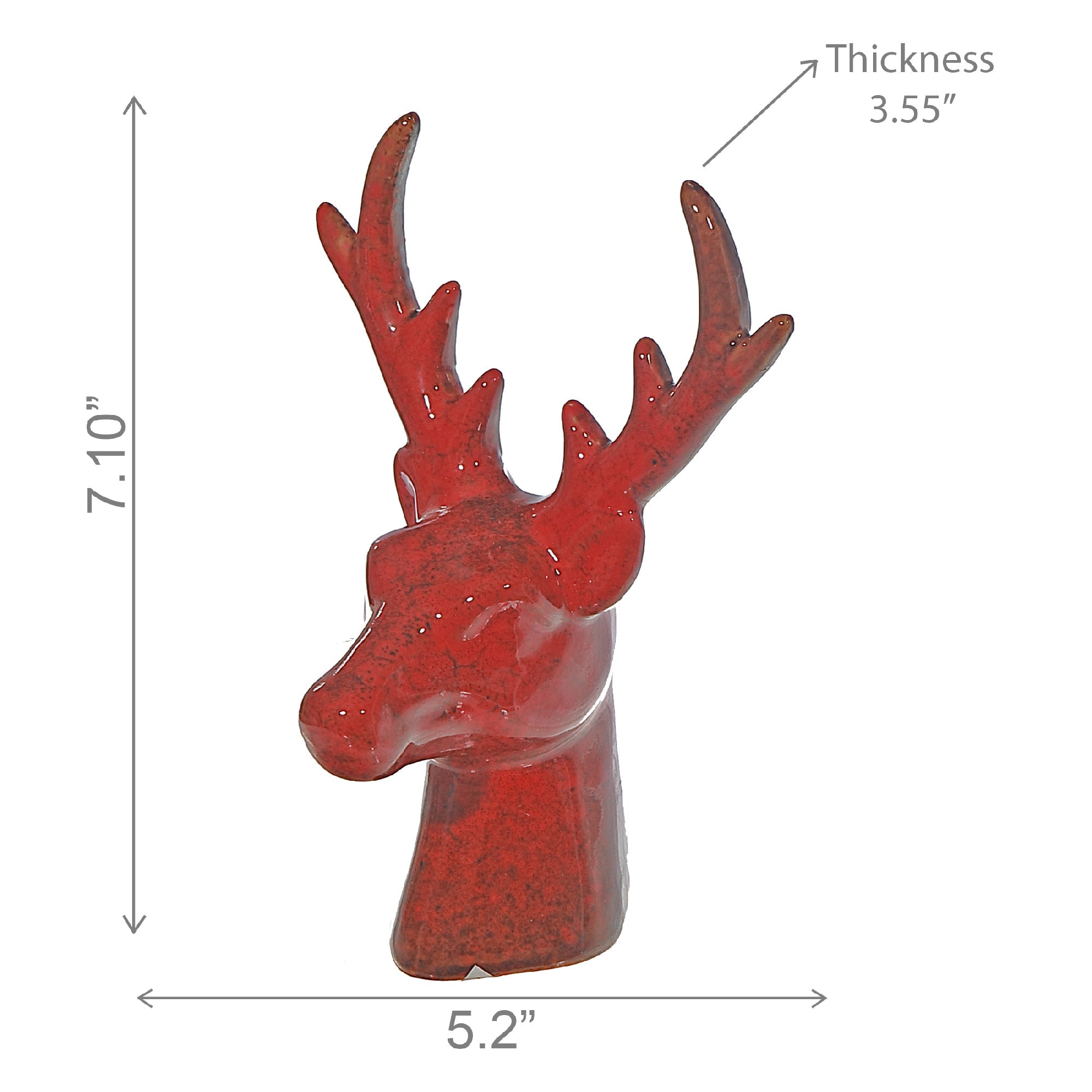 Porcelain Reindeer Head Decor Red – Christmas Wall/Tabletop Decoration, Holiday Accent, Festive Winter Figurine