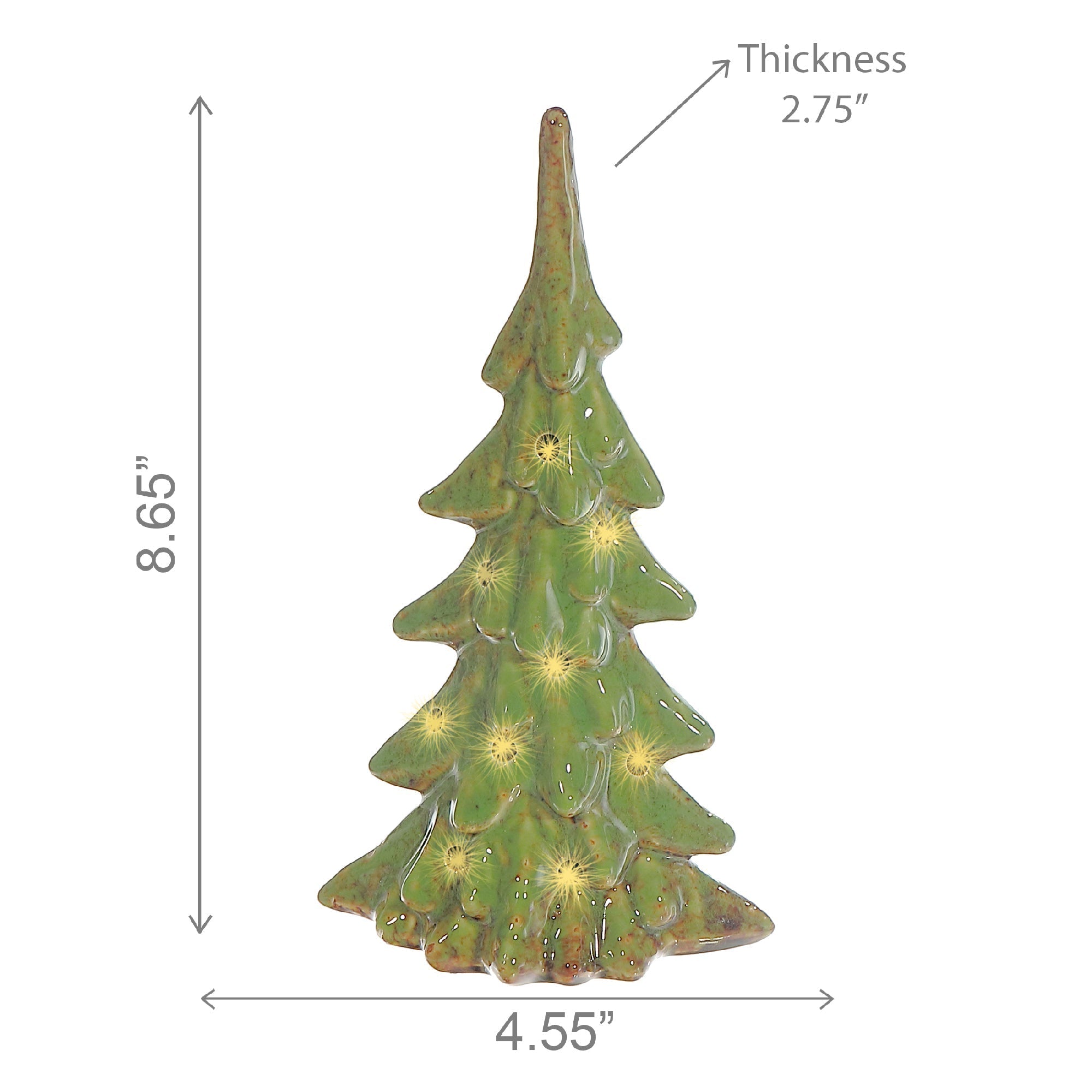 LED Porcelain Tree Decor Green – Christmas Tabletop Decoration, Illuminated Holiday Accent, Festive Winter Decor